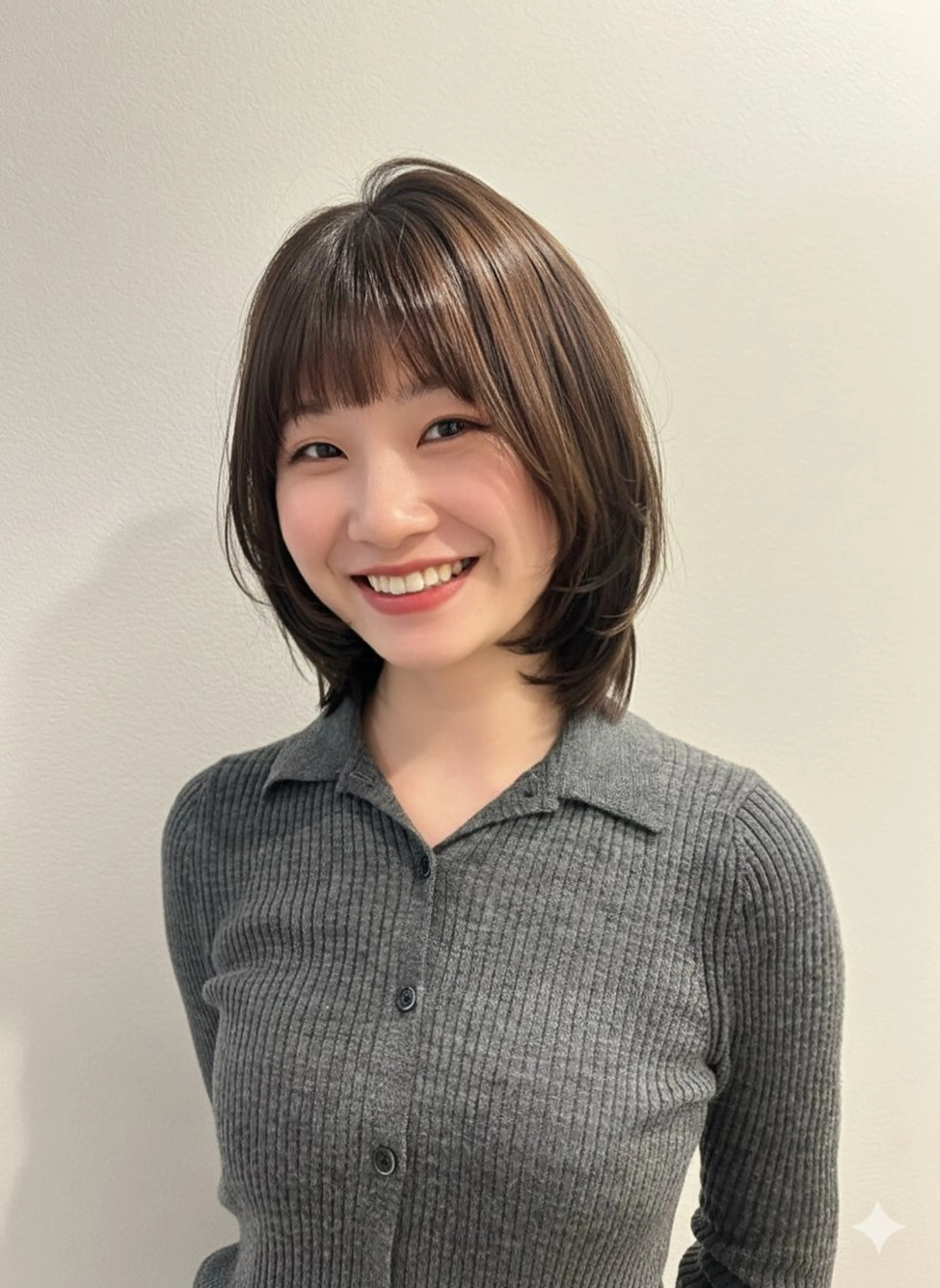 ミディアム カット ヘアカラー 柔らかい縮毛矯正/ ボブ/北林のヘアスタイル