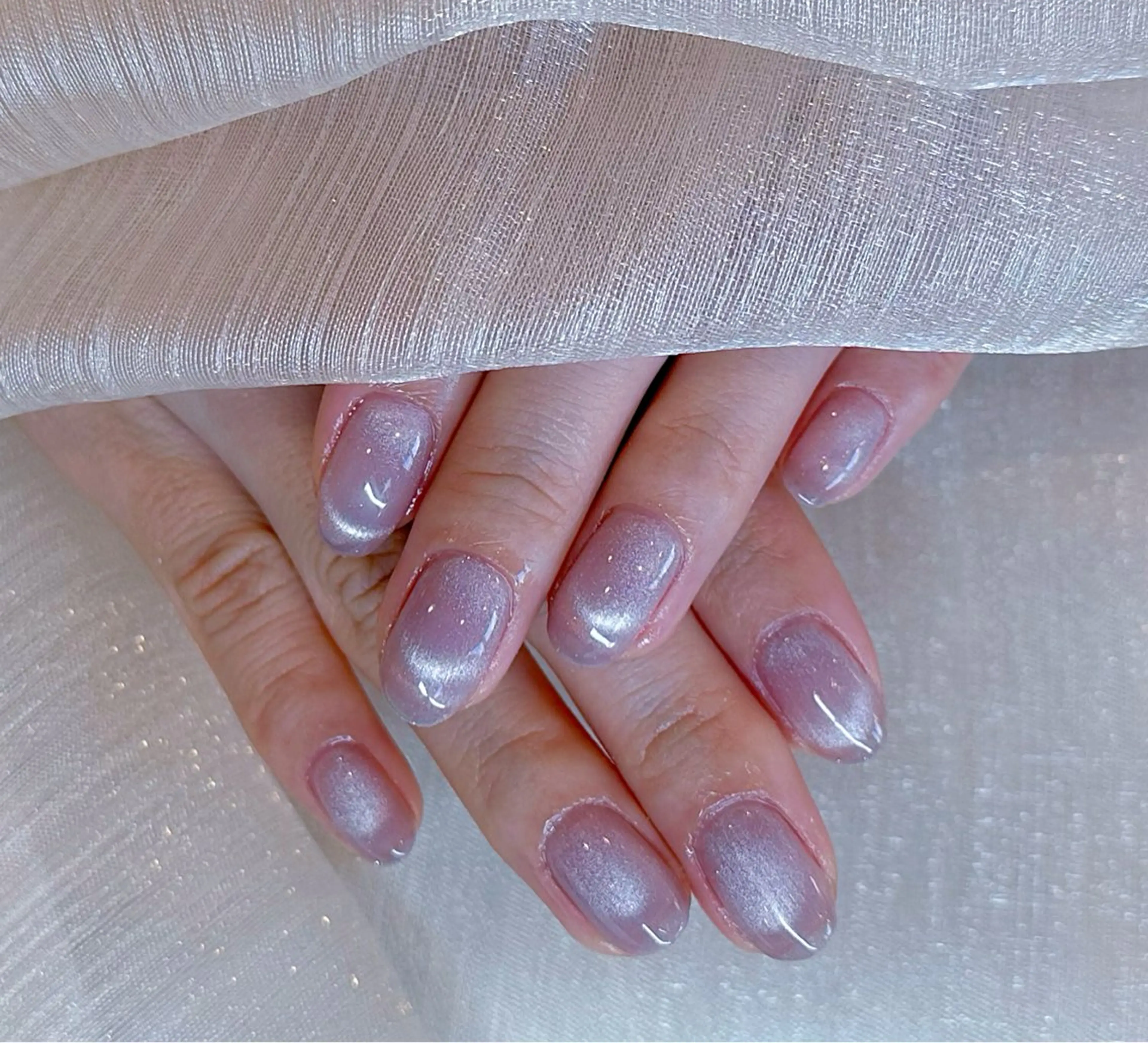 ネイル アートネイル 韓国ネイル 水色 ロングネイル マグネットネイル ハンドネイル ハンドケア NailDemure 【銀座店】のネイルデザイン