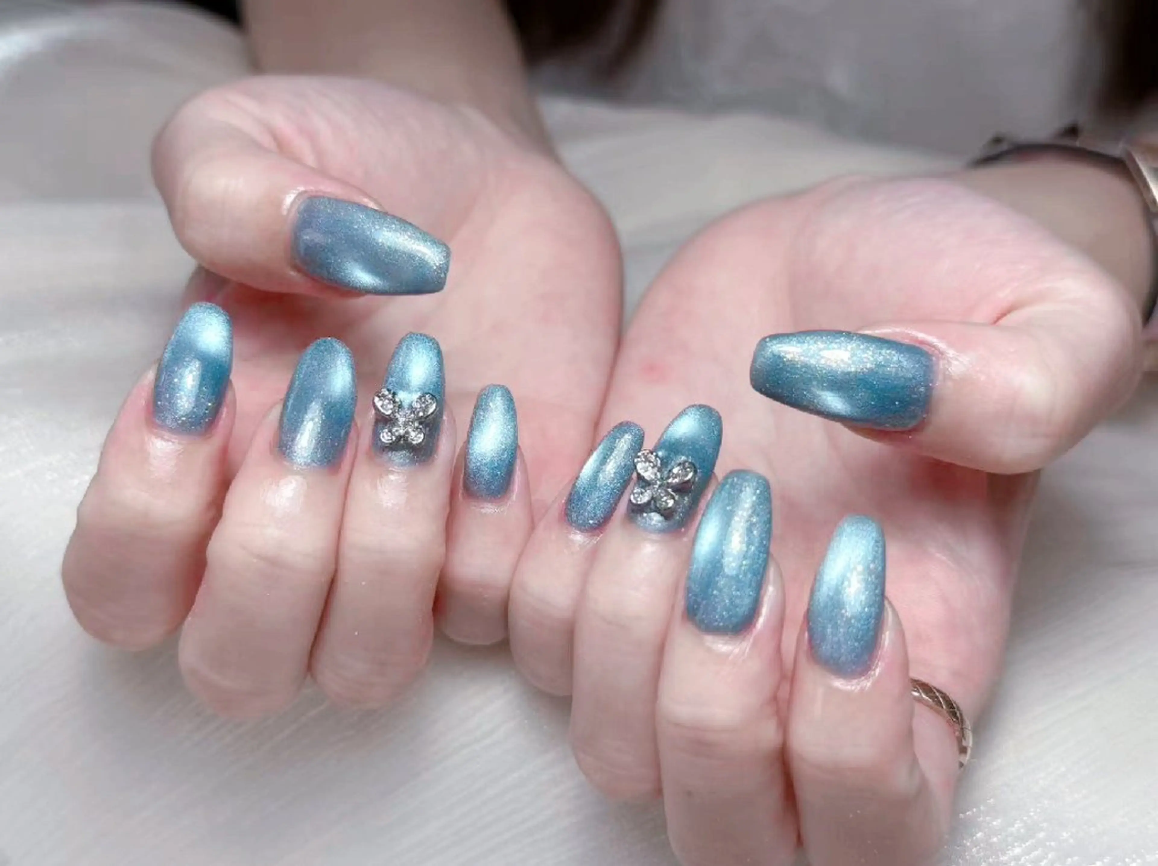 ネイル 長さ出し フレンチネイル グラデーション マグネットネイル マグネットフレンチ ハンドネイル るか 池袋のネイルデザイン