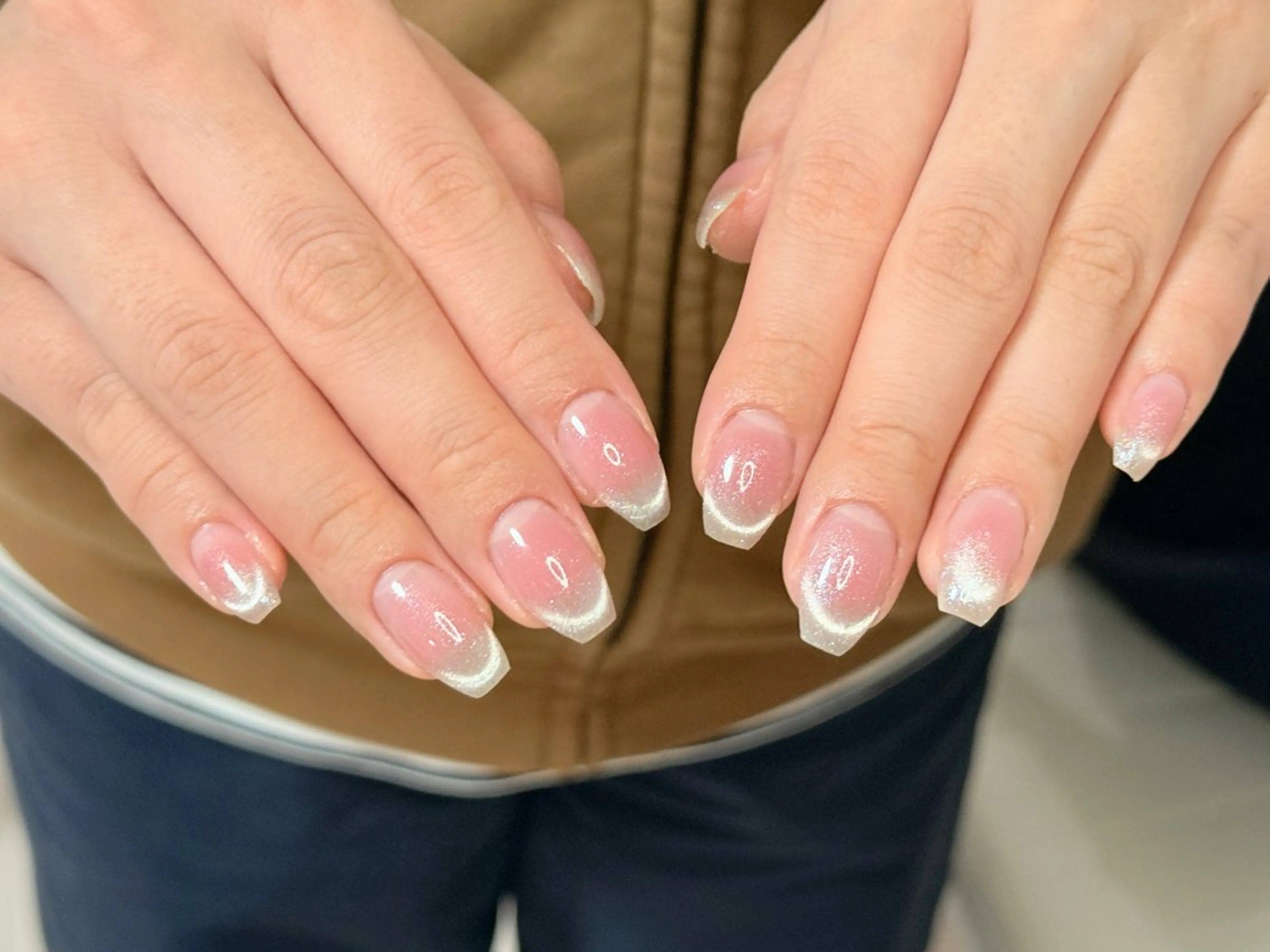 ネイル アートネイル オーロラネイル チークネイル フレンチネイル ガラスフレンチ ハンドネイル 🎀🎀YooLi Nail Salonのネイルデザイン