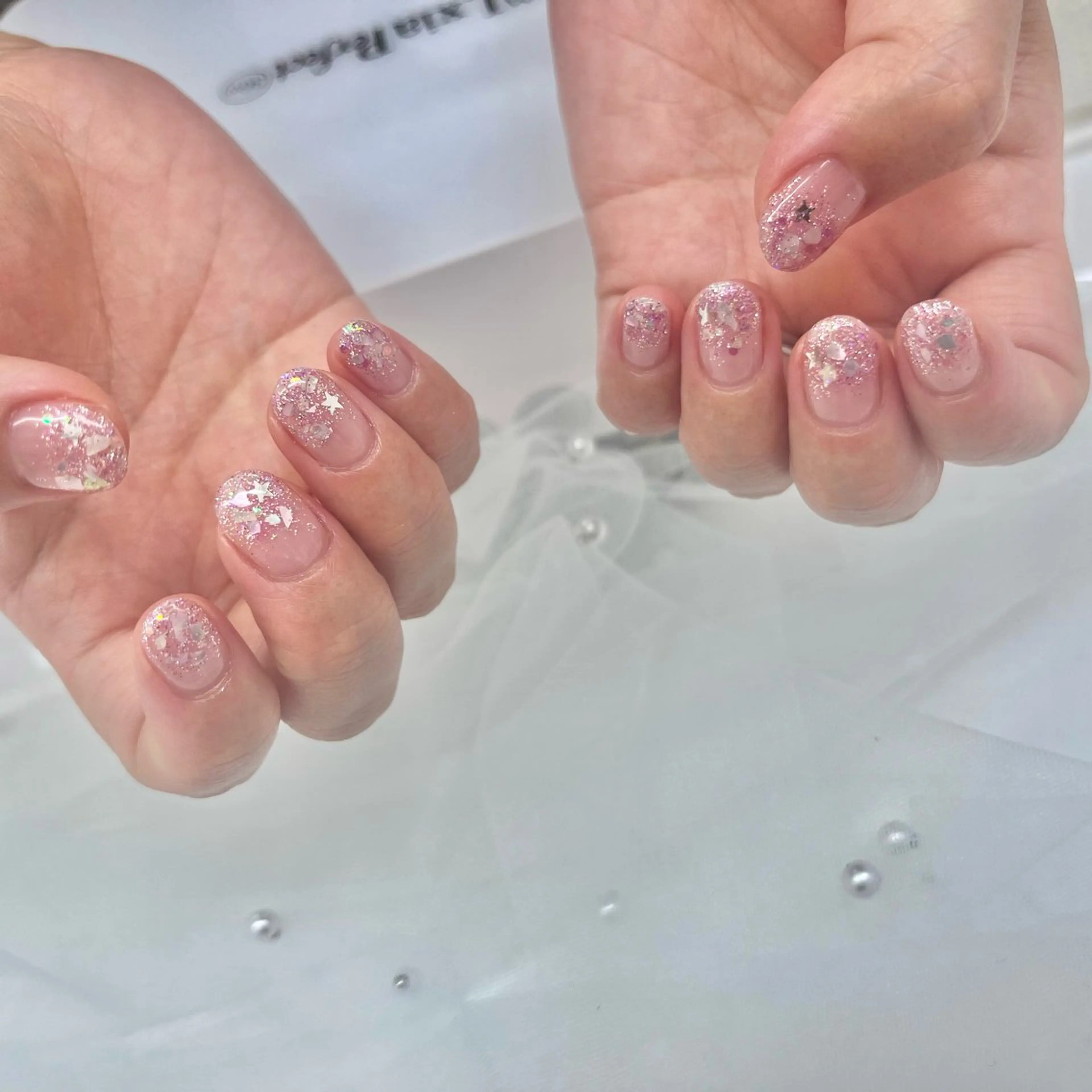 ネイル フラッシュネイル フットネイル フレンチネイル ジェルネイル ラメ(グリッター) ハンドネイル beautysalonLino所属・ネイルサロン ⭐︎Linoのその他イメージ