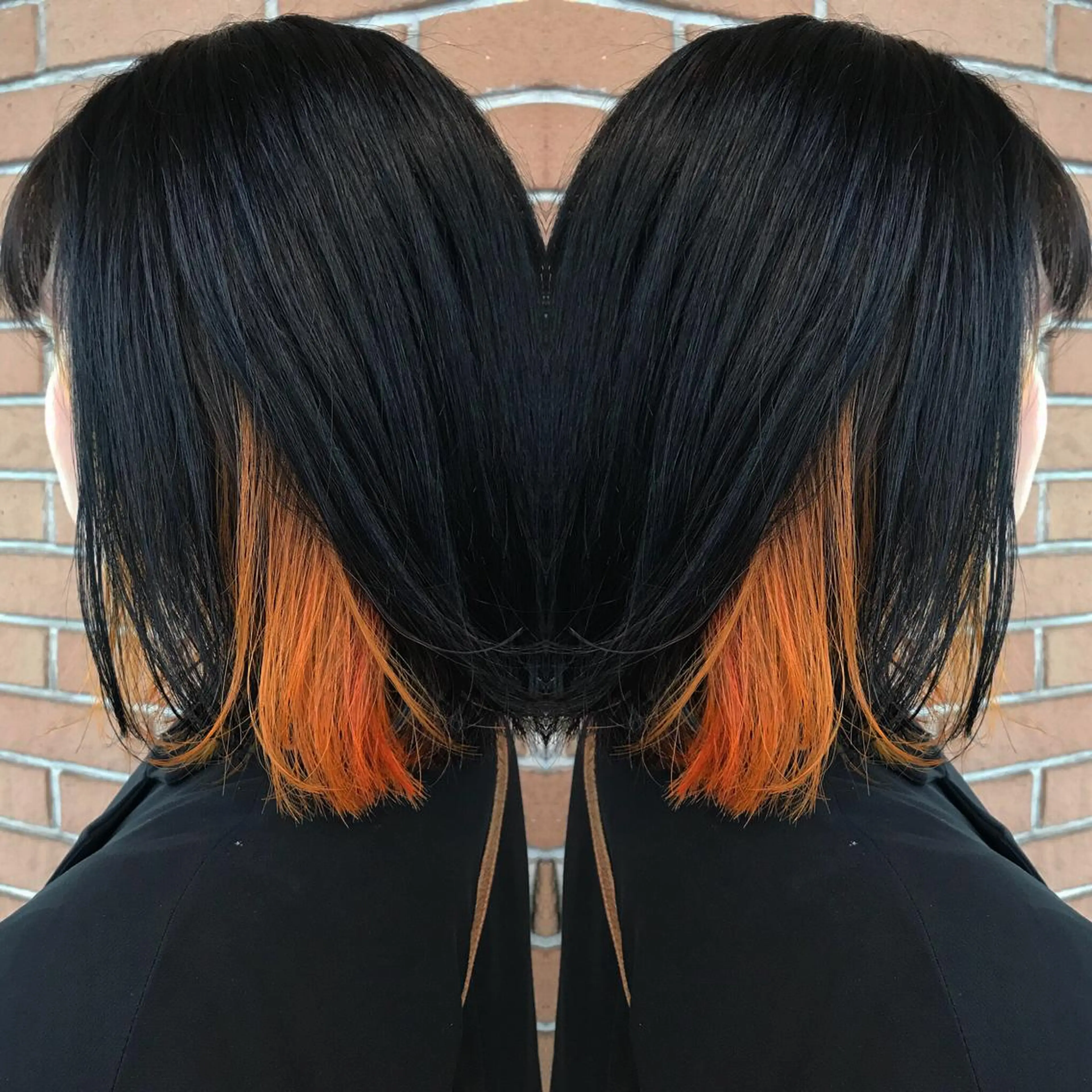 ミディアム カラー パーマ ヘアアレンジ メンズ キッズ ネイル マツエク・マツパ メンズインナーカラー インナーカラー オレンジ カラーマツエク オレンジ サロンドミルク 原宿のヘアスタイル