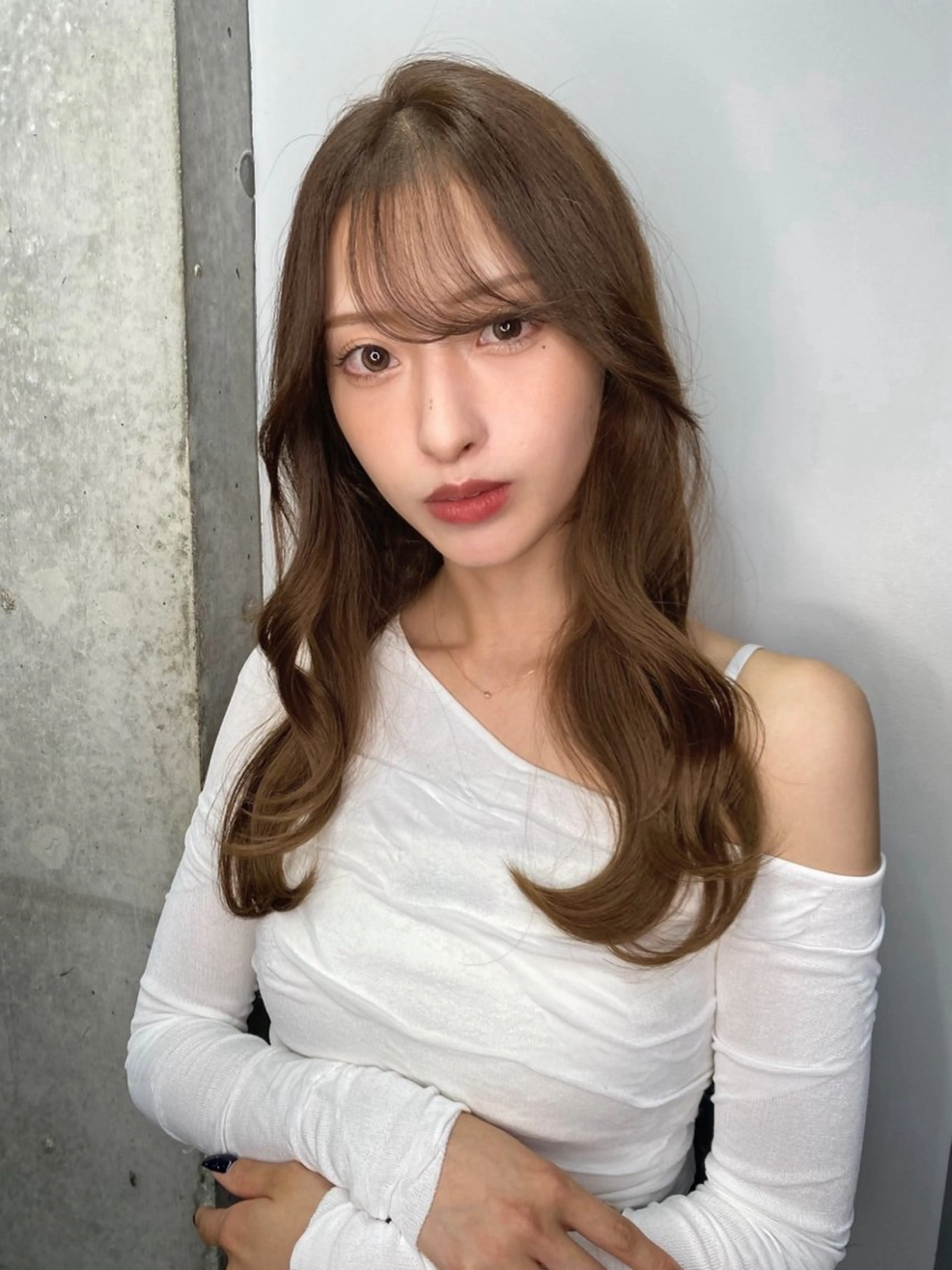 ロング カラー ブリーチ ケアカラー 透明感カラー ブリーチなしカラー 髪質改善 韓国/ワンホンヘア 髪質改善/MaCoのヘアスタイル