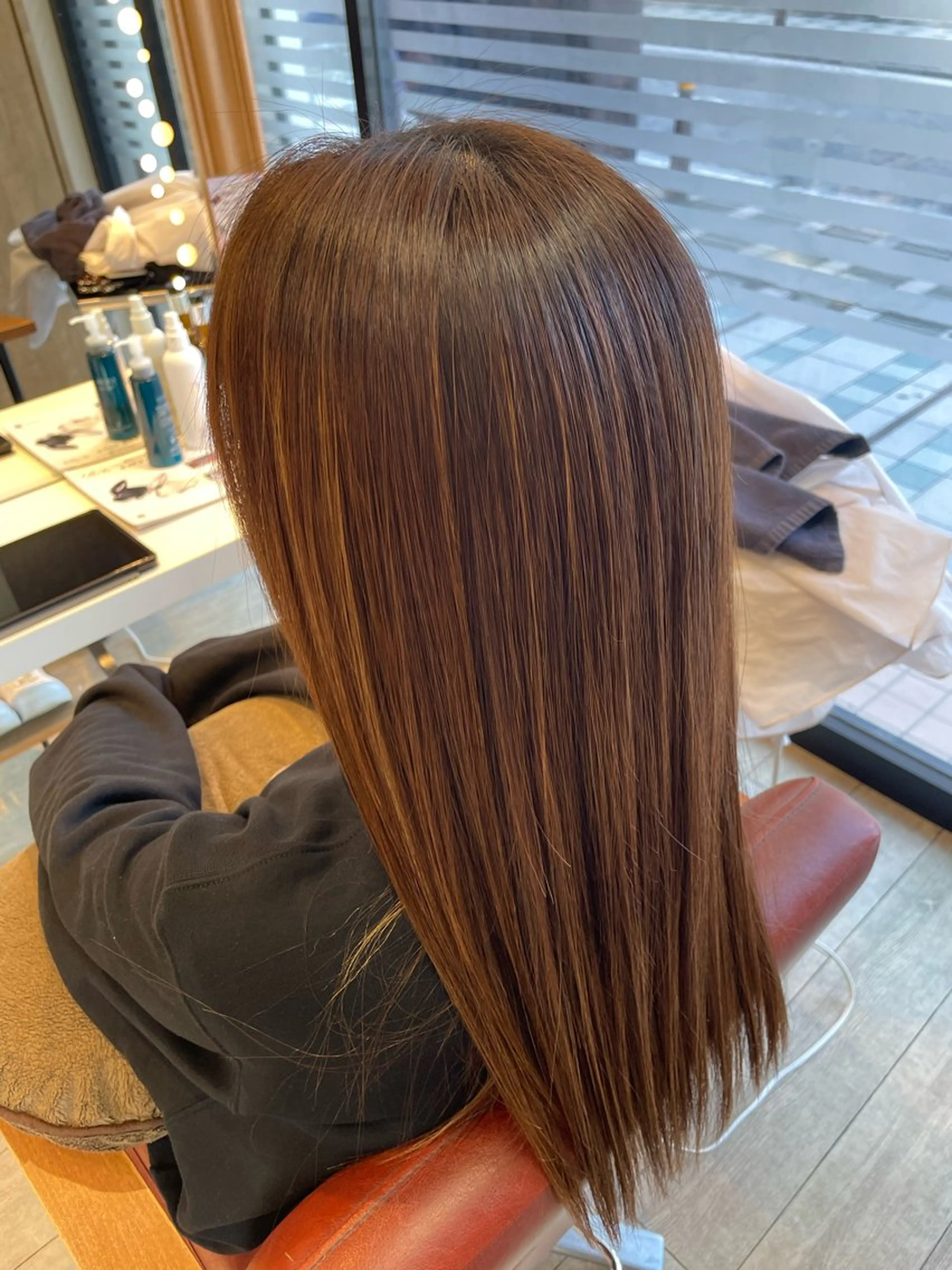 ロング パーマ ハイライト 縮毛矯正 カット 縮毛矯正 トリートメント ✨横須賀髪質改善✨️ 加藤 百音のヘアスタイル