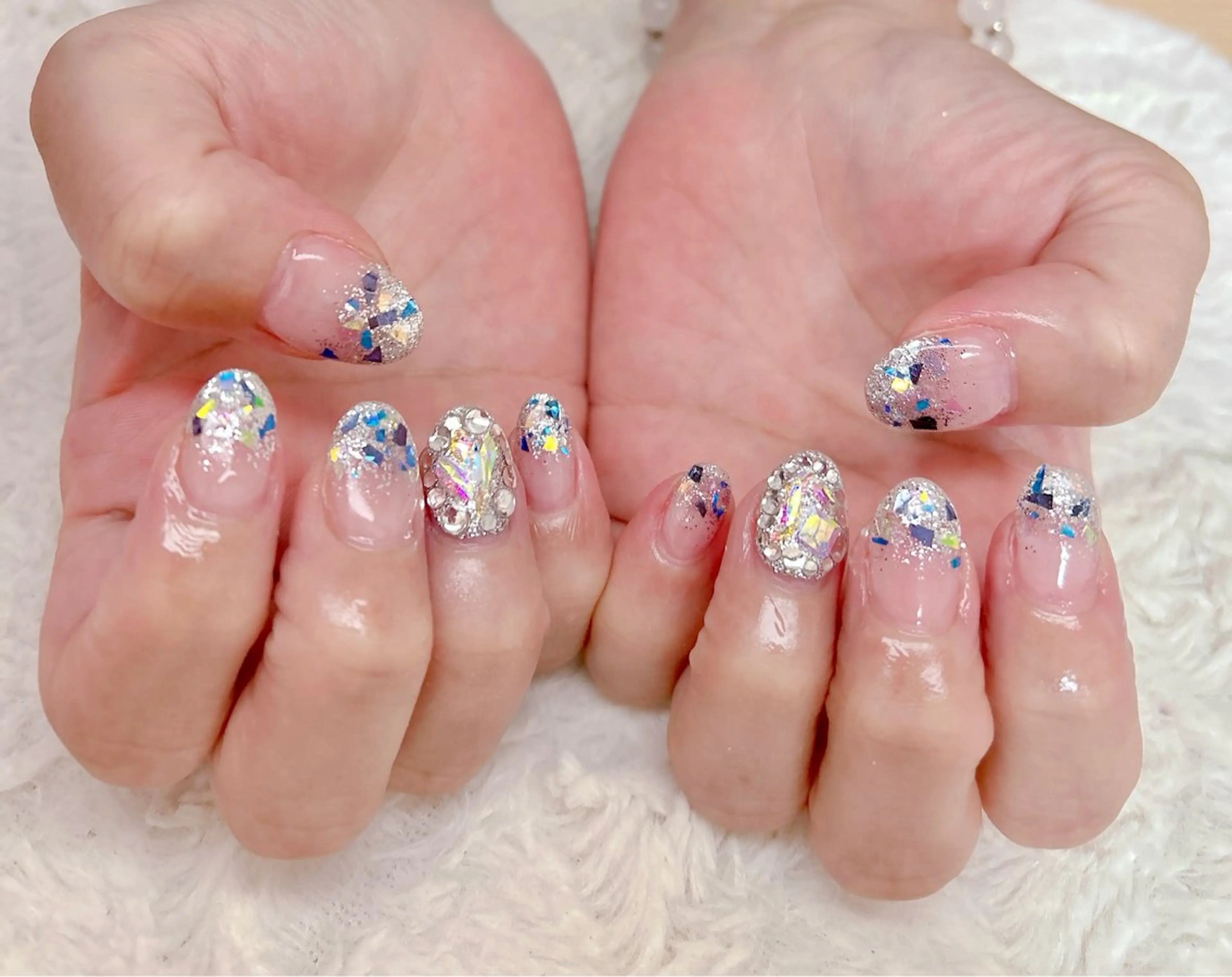 ネイル ラメ(グリッター) ラメグラデーション 夏ネイル kaenail 瑞江のネイルデザイン