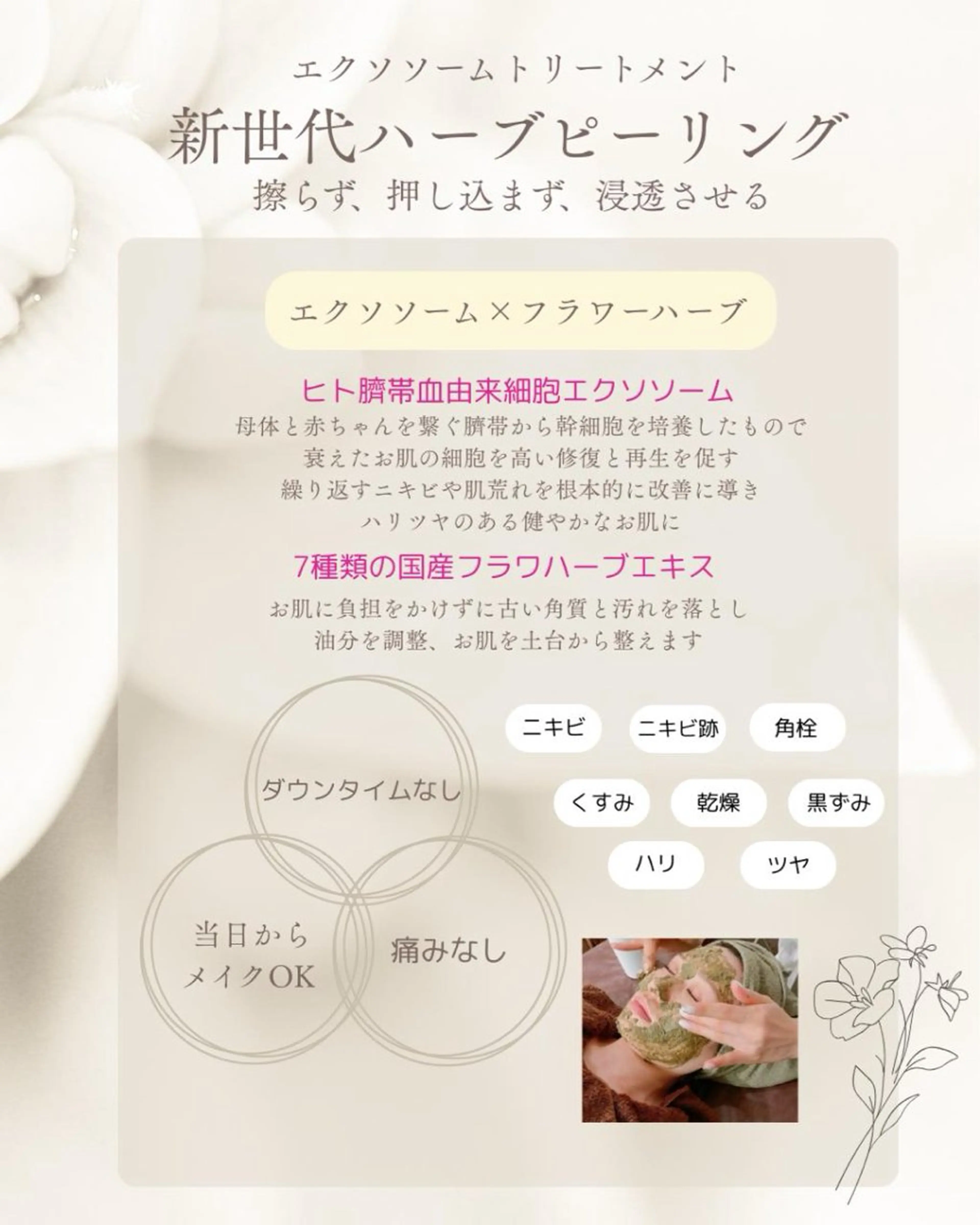 本日限定☆繰り返す肌荒れ・ニキビ・毛穴に♪エクソソームハーブピーリング🌿の写真