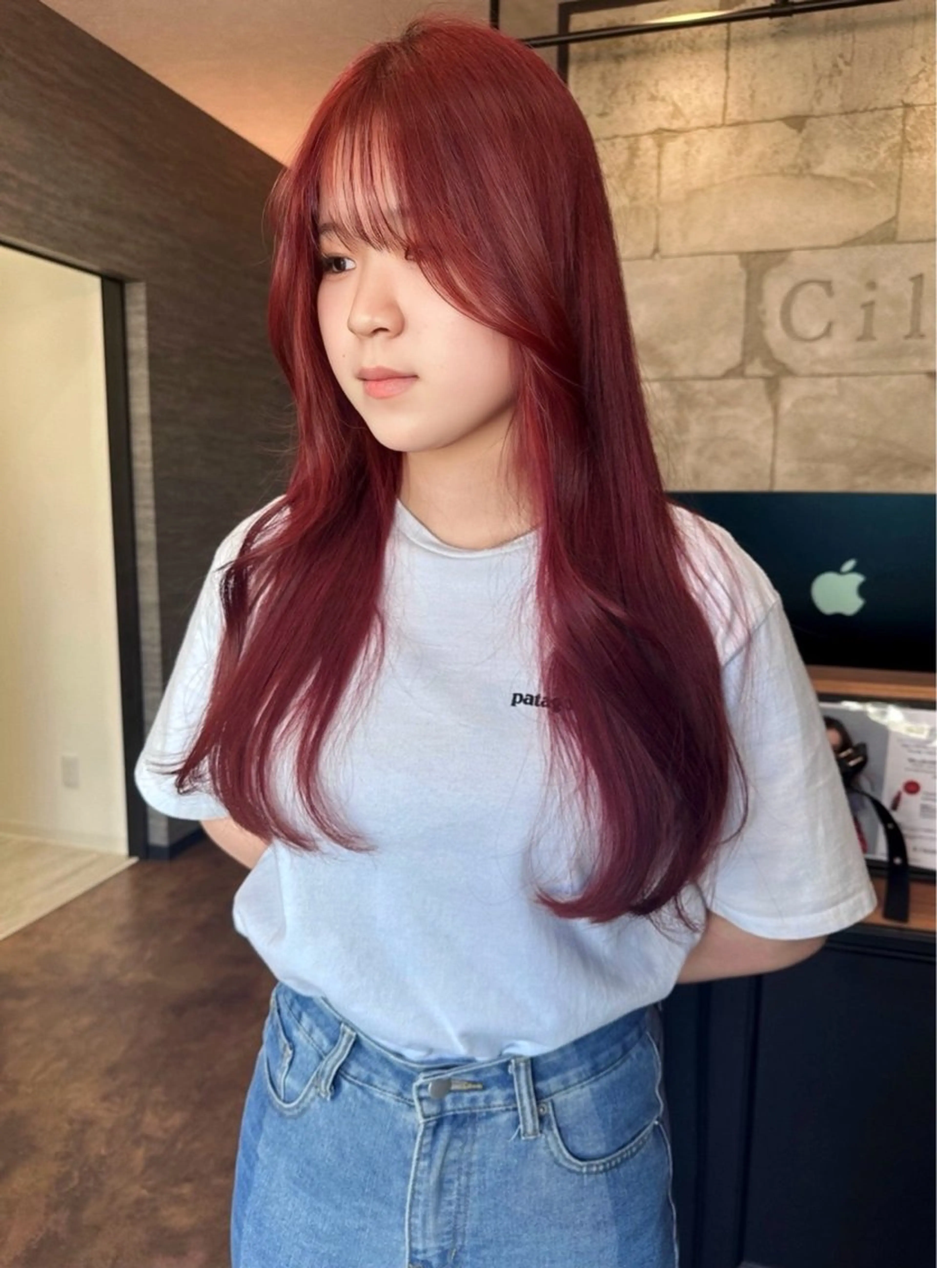 ロング ヘアカラー トリートメント 𝑭𝒖𝒌𝒂🩶 モテ髪×透明感カラーのヘアスタイル