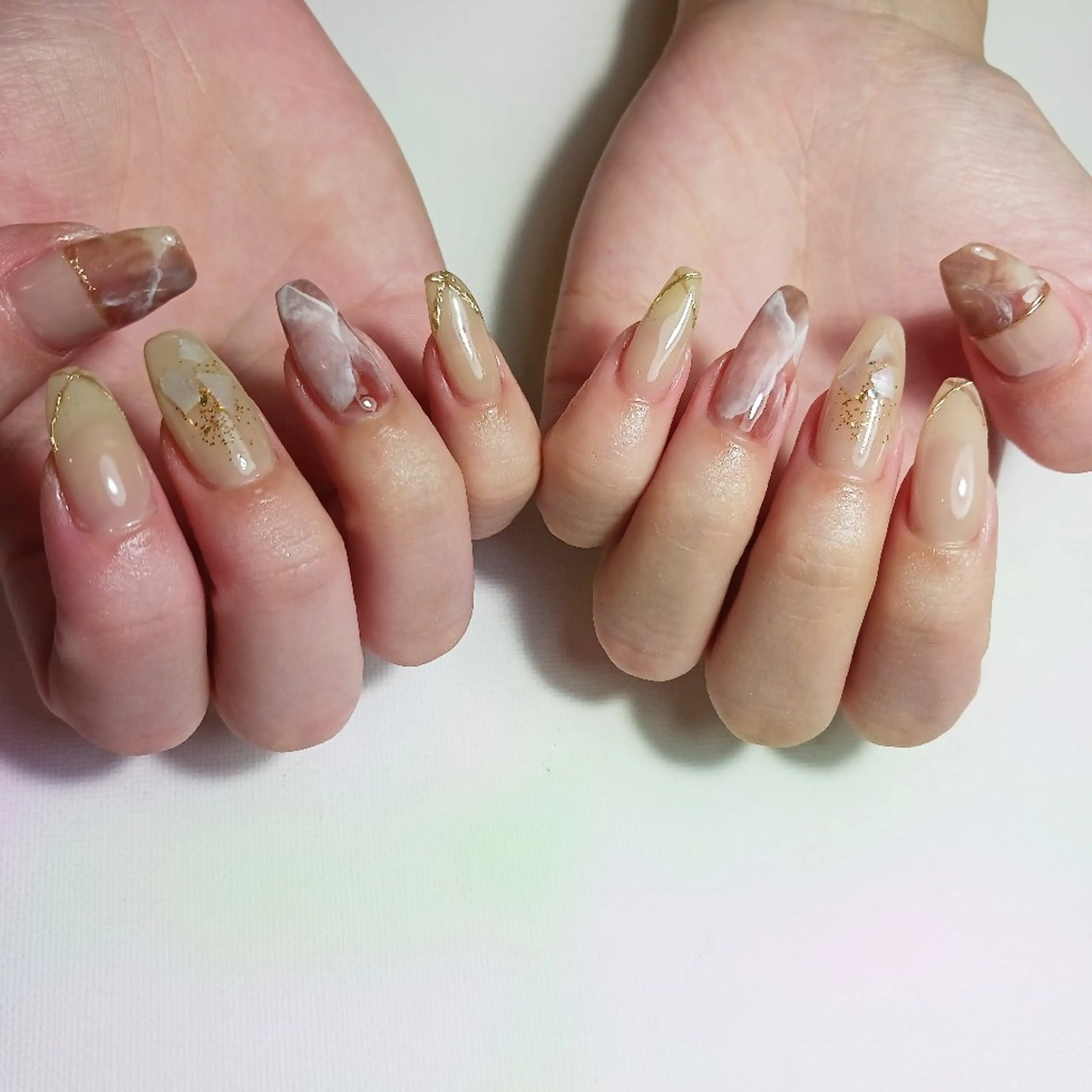 ネイル ジェルネイル 大理石ネイル(マーブル) 持ち込み ショートネイル ハンドネイル owlnail /持込みデザイン専門のネイルデザイン