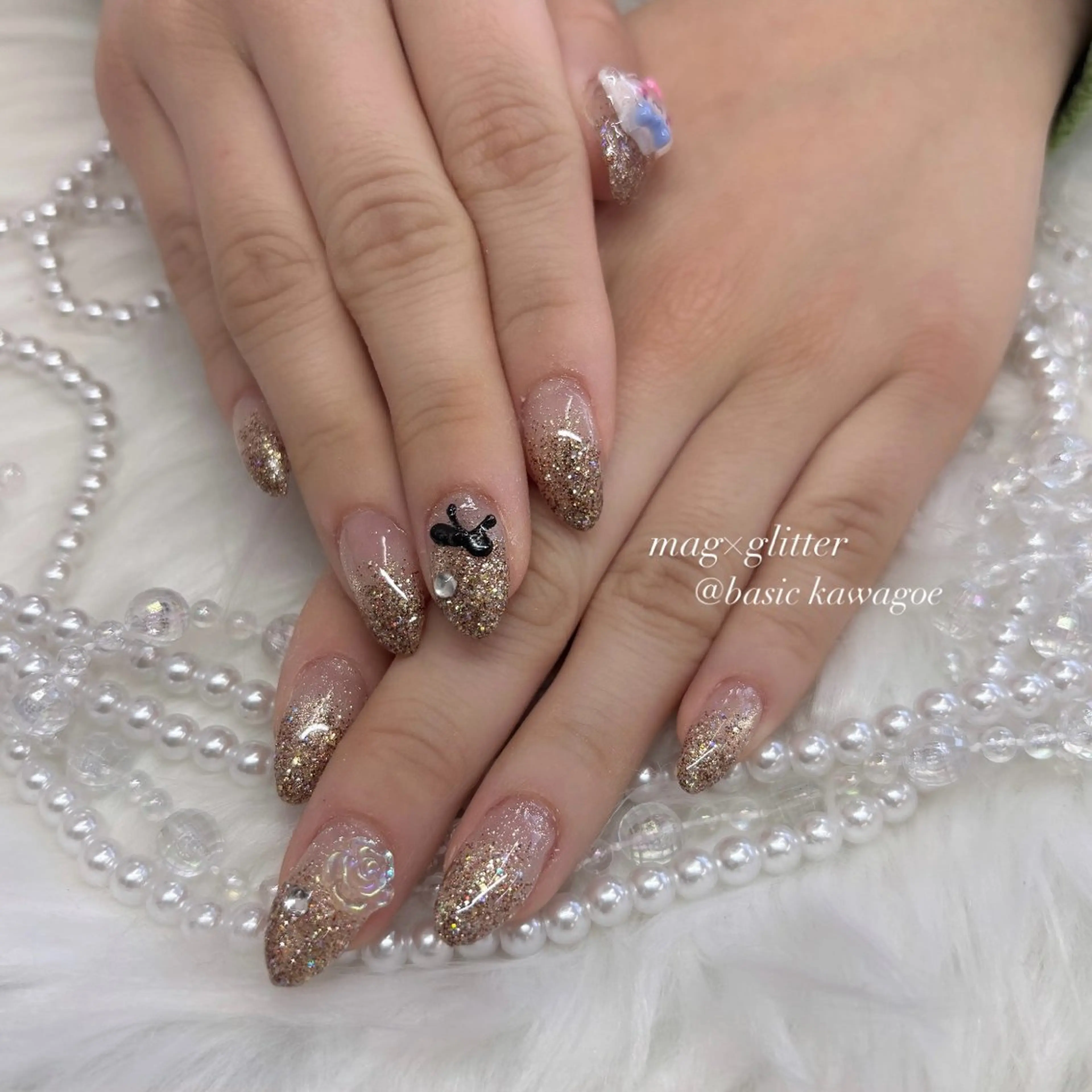 ネイル ラメ(グリッター) ラメグラデーション マグネットネイル Basic川越店 Jr 琉衣のネイルデザイン