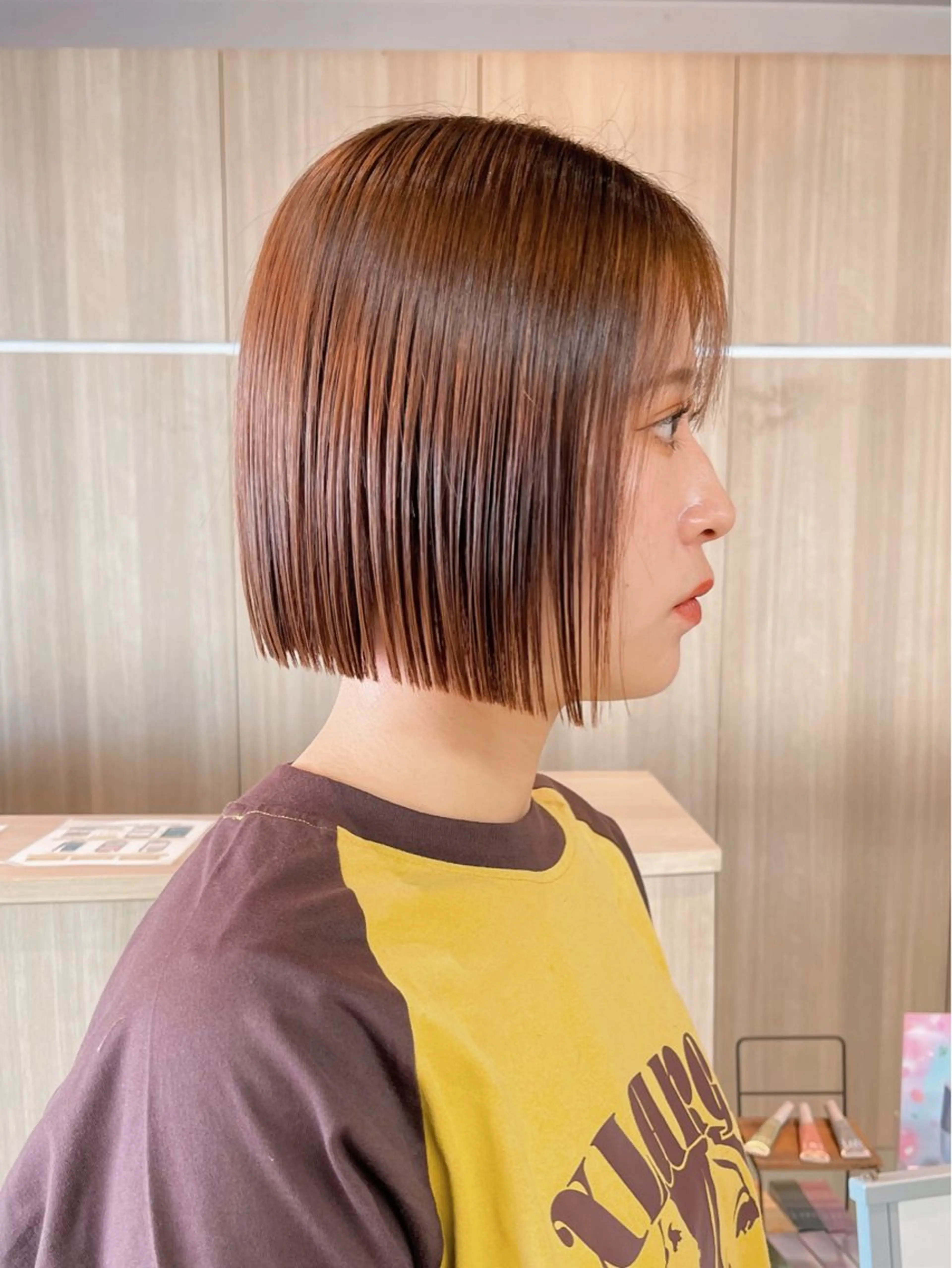 ミディアム カラー 野田頭 心🌿/ボブ レイヤー/艶カラーのヘアスタイル