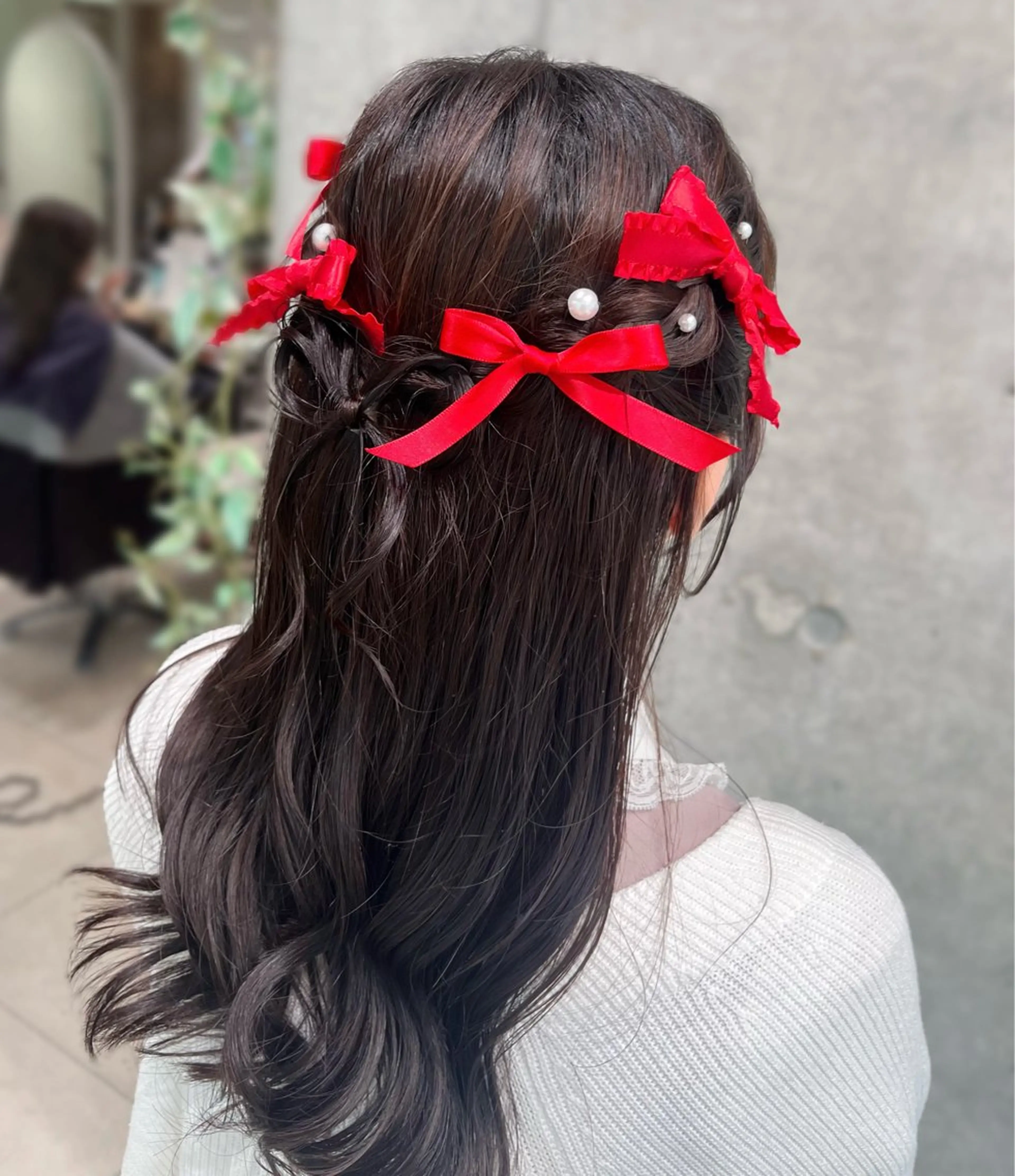 ヘアアレンジ ハーフアップ 透明感♡暗髪カラー/ Kazuha🎀のヘアスタイル