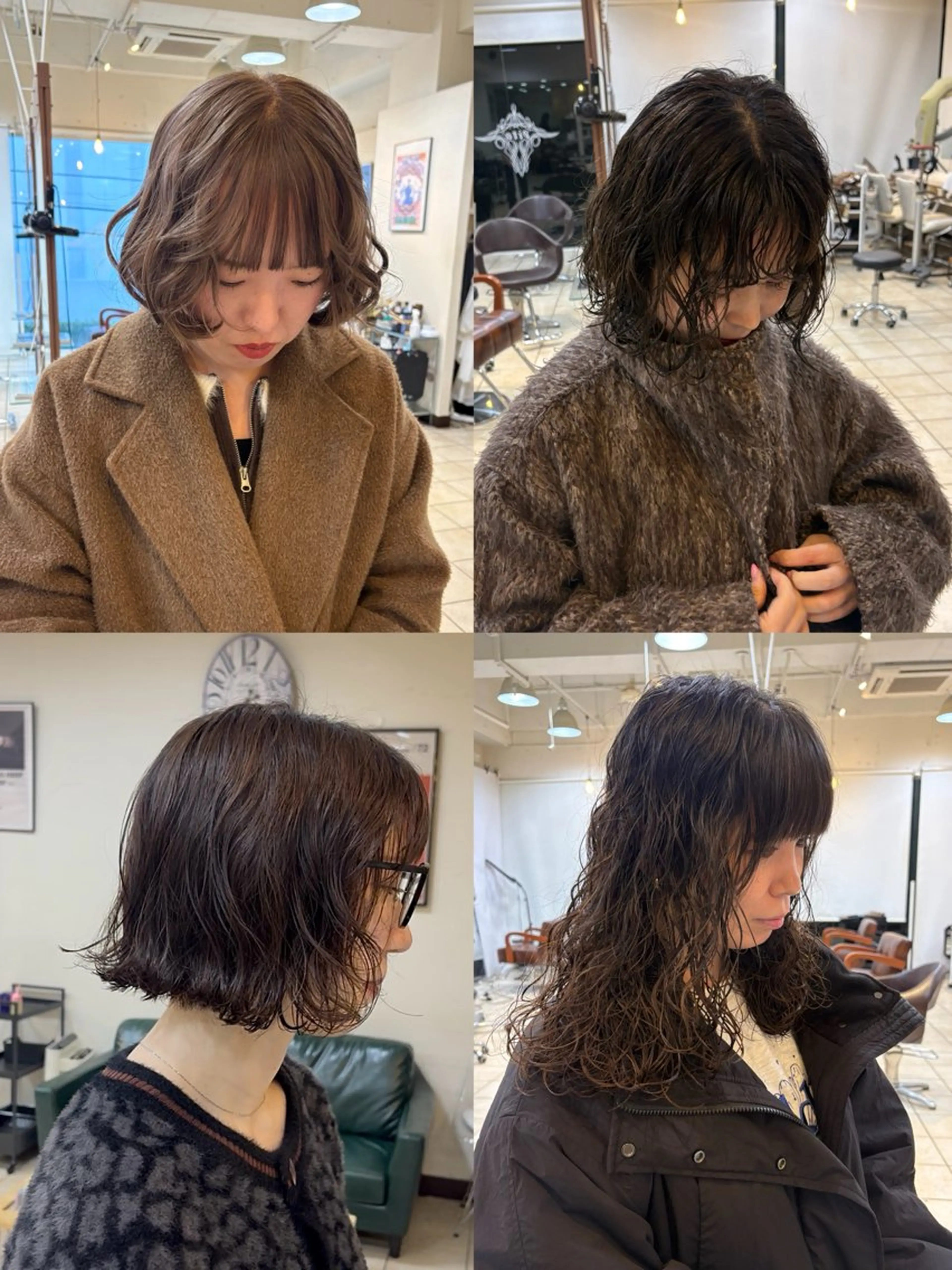 ミディアム パーマ ミディアムパーマ ボブ カット パーマ スズキ ユウナのヘアスタイル
