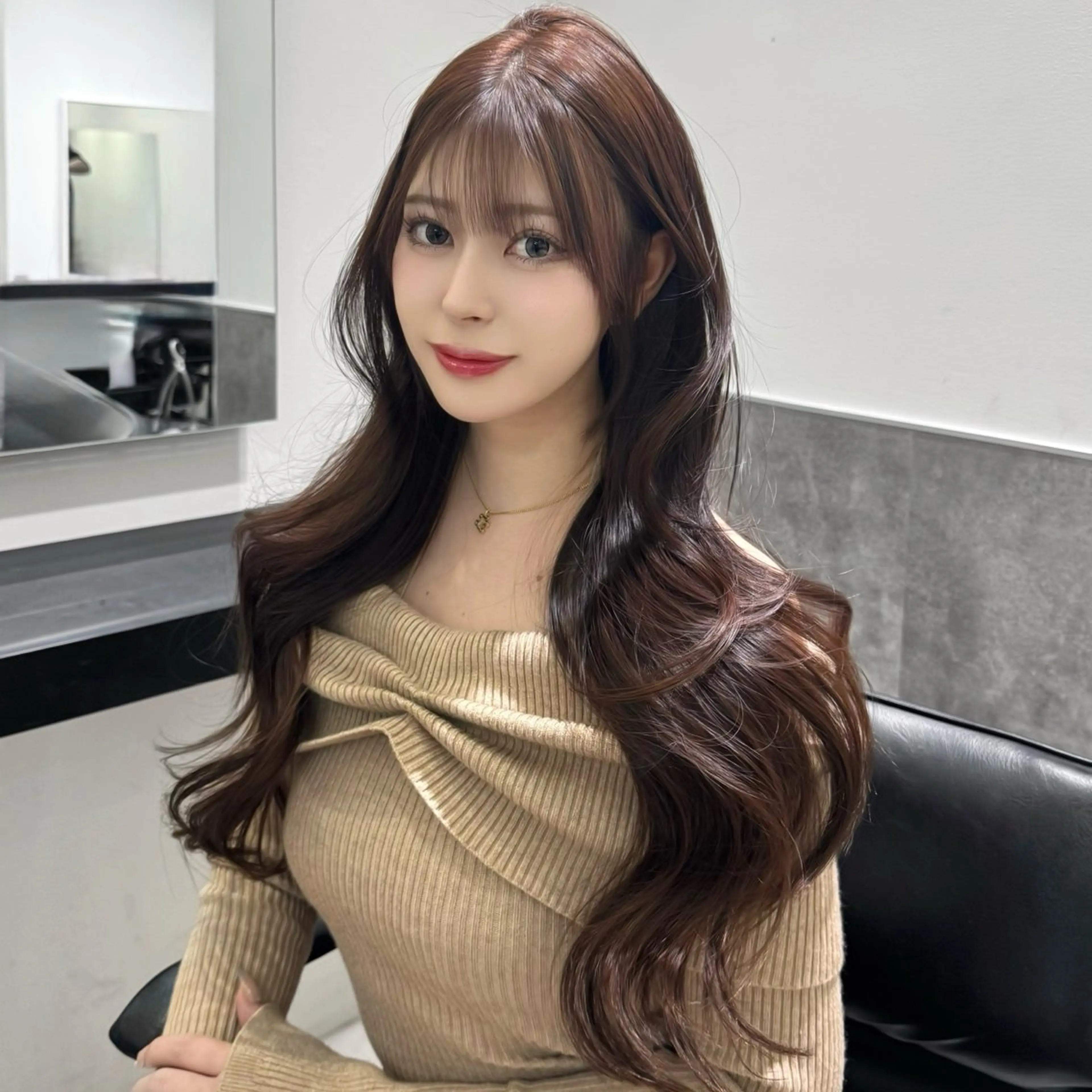 ロング カラー 顔周りカット レイヤーカット 小顔カット カット ヘアカラー トリートメント GO TODAY 原宿Verno店所属・韓国系支持率No.1 レイヤー特化/きょうのヘアスタイル