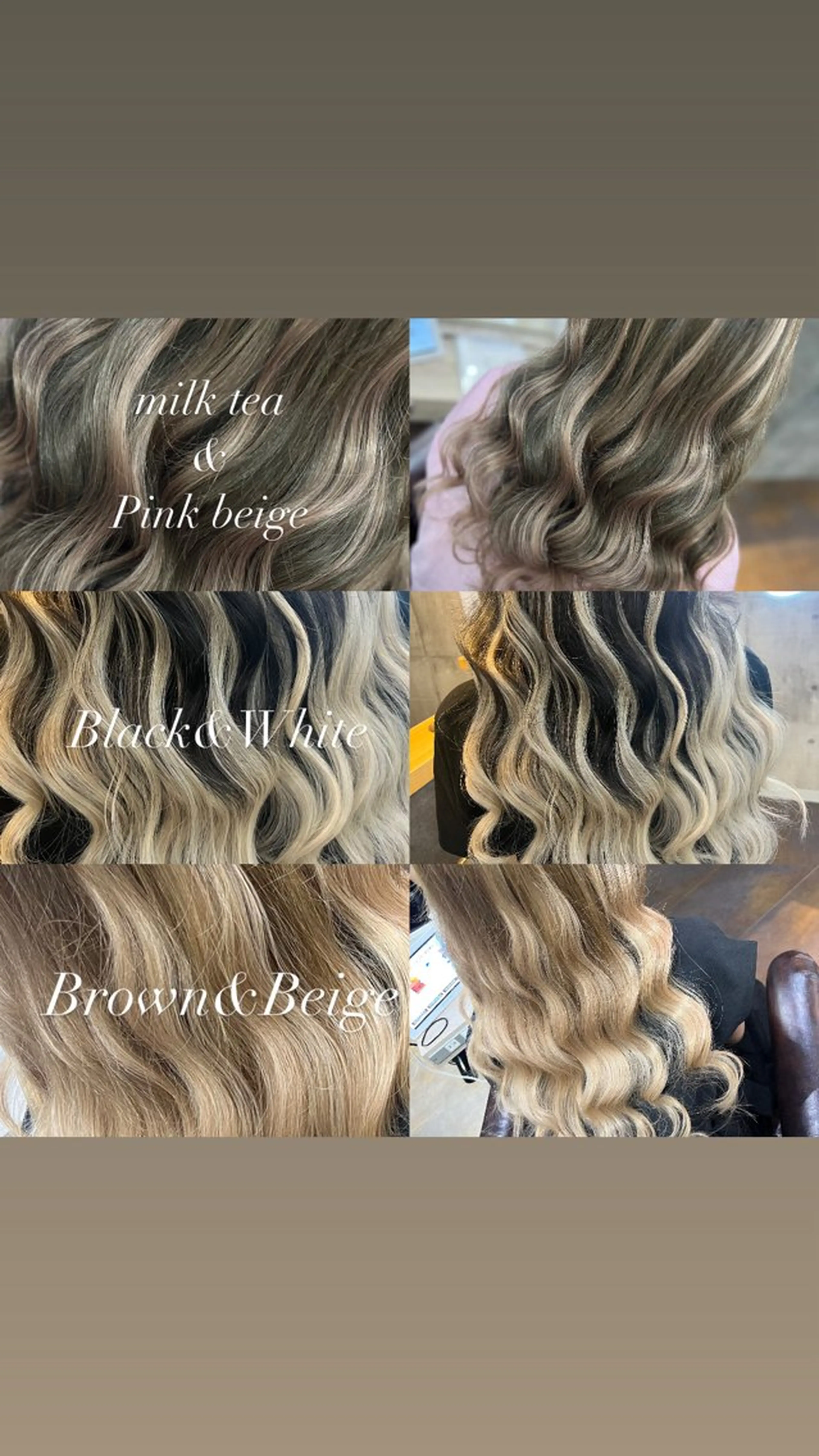 セミロング カラー ヘアアレンジ シールエクステ セミロングパーマ バレイヤージュ ダブルカラー グラデーションカラー ミルクティーハイトー ン💖Mikaのヘアスタイル