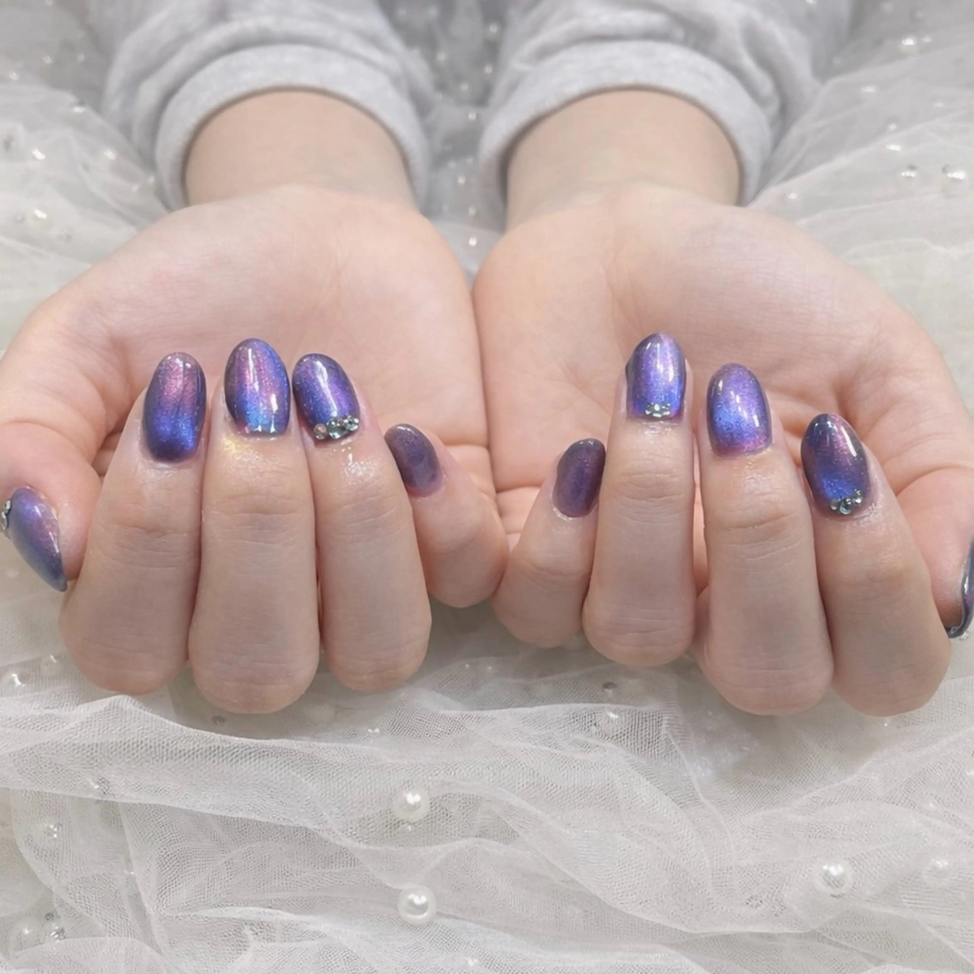 ネイル ブルー マグネットネイル パープル Jr.ネイリスト KOKOROのネイルデザイン