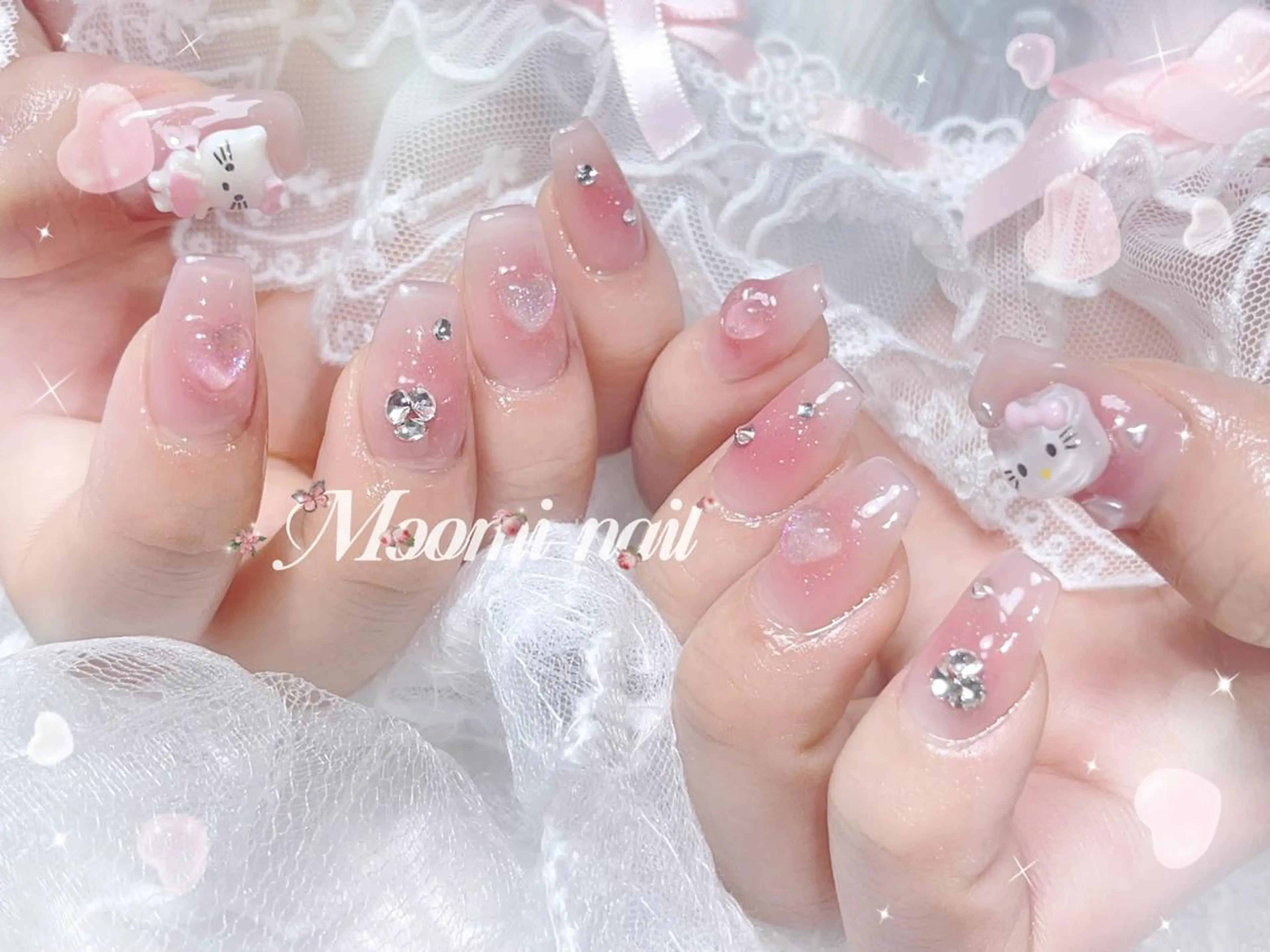 ネイル アートネイル 成人式 長さ出し フットネイル フレンチネイル ハンドネイル moomi nail スカルプ専門のネイルデザイン