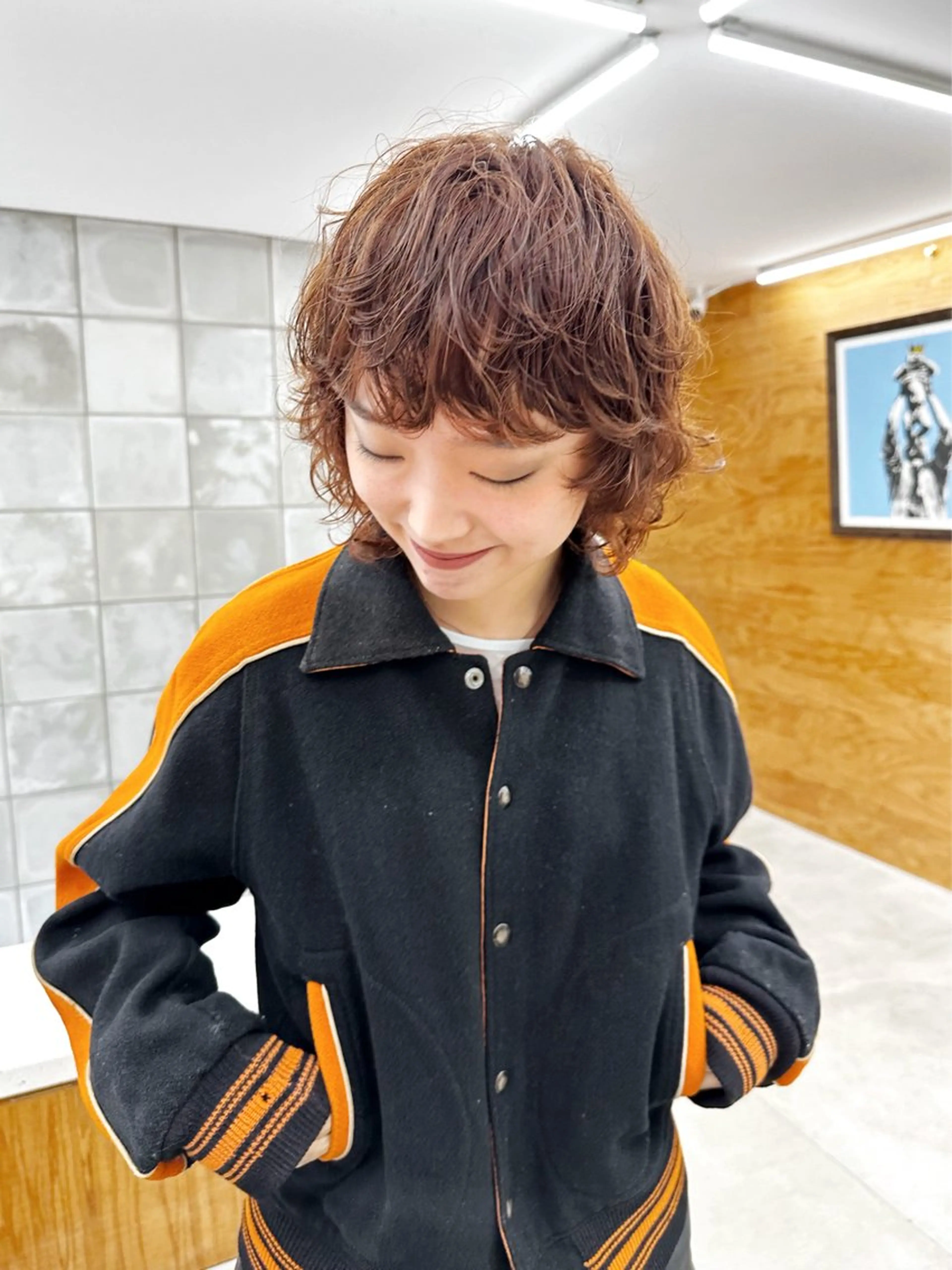 ミディアム カラー ウルフカット カット ヘアカラー パーマ /レイヤー 榛地渉馬 /矢場町のヘアスタイル