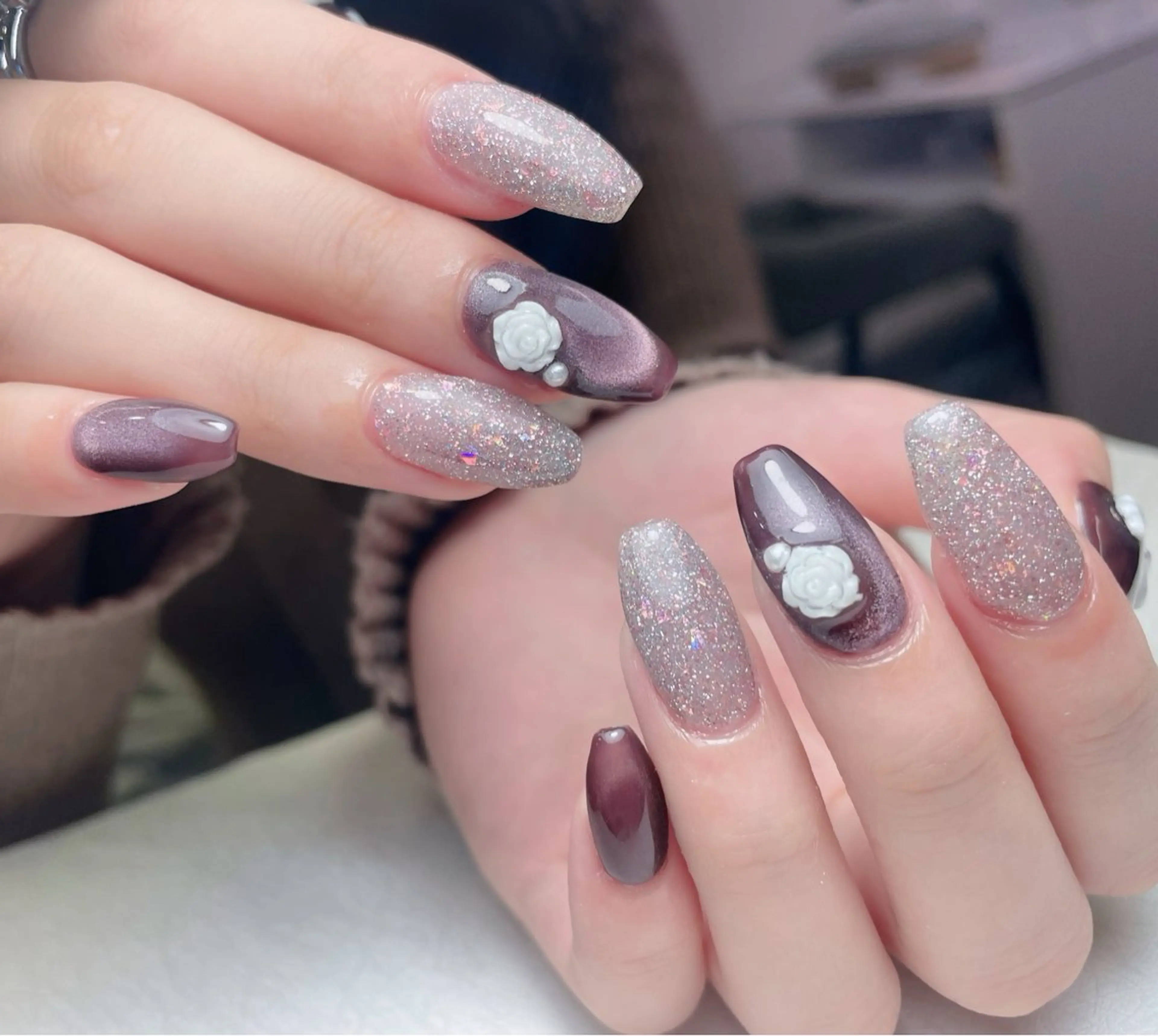 ネイル チークネイル 長さ出し フレンチネイル グラデーション キラキラネイル 中野駅から2分 MEO NAILのネイルデザイン