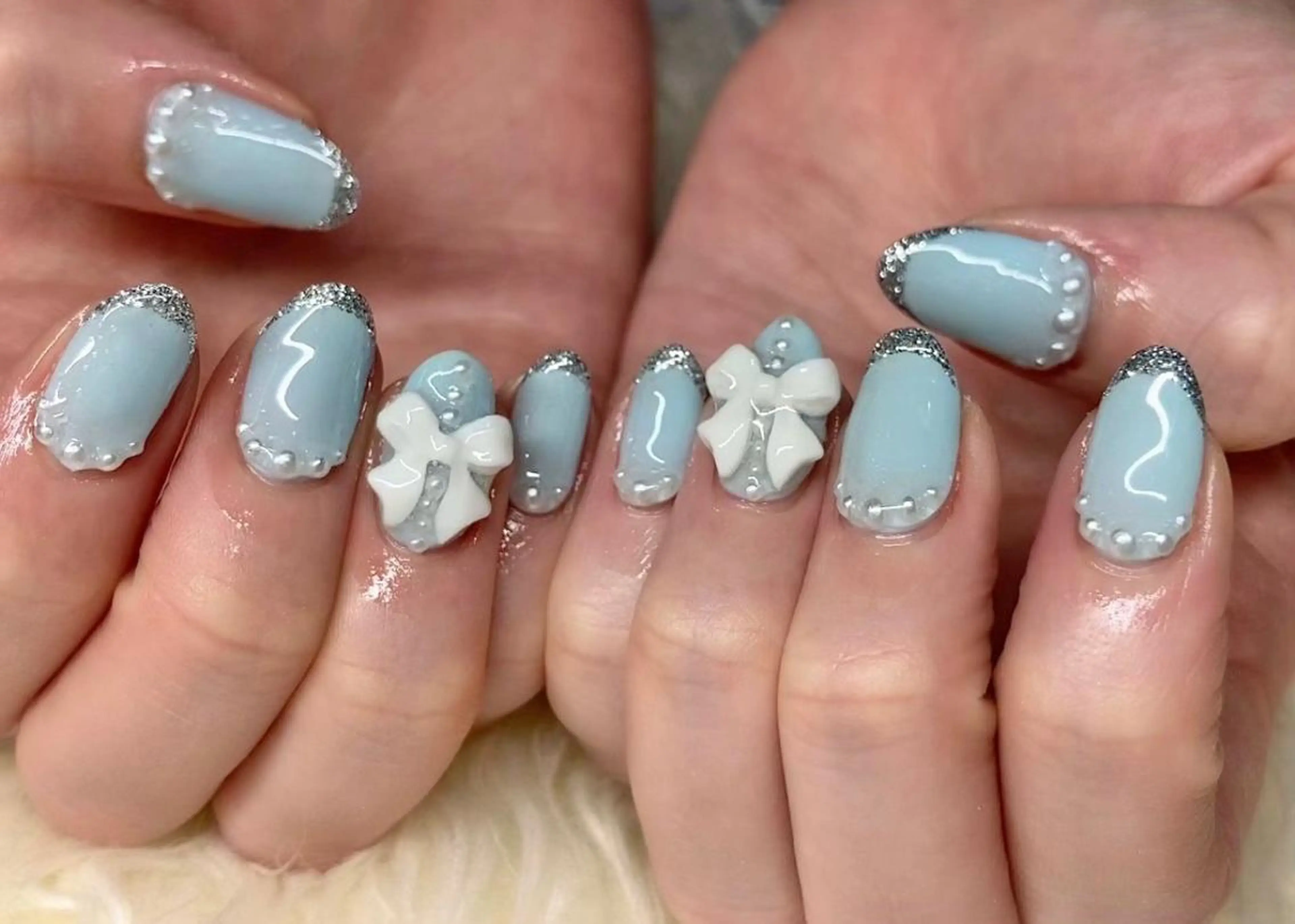 ネイル 長さ出し フレンチネイル ジェルネイル ガラスフレンチ 韓国ネイル ハンドネイル Nail&eye Belire 新宿のネイルデザイン