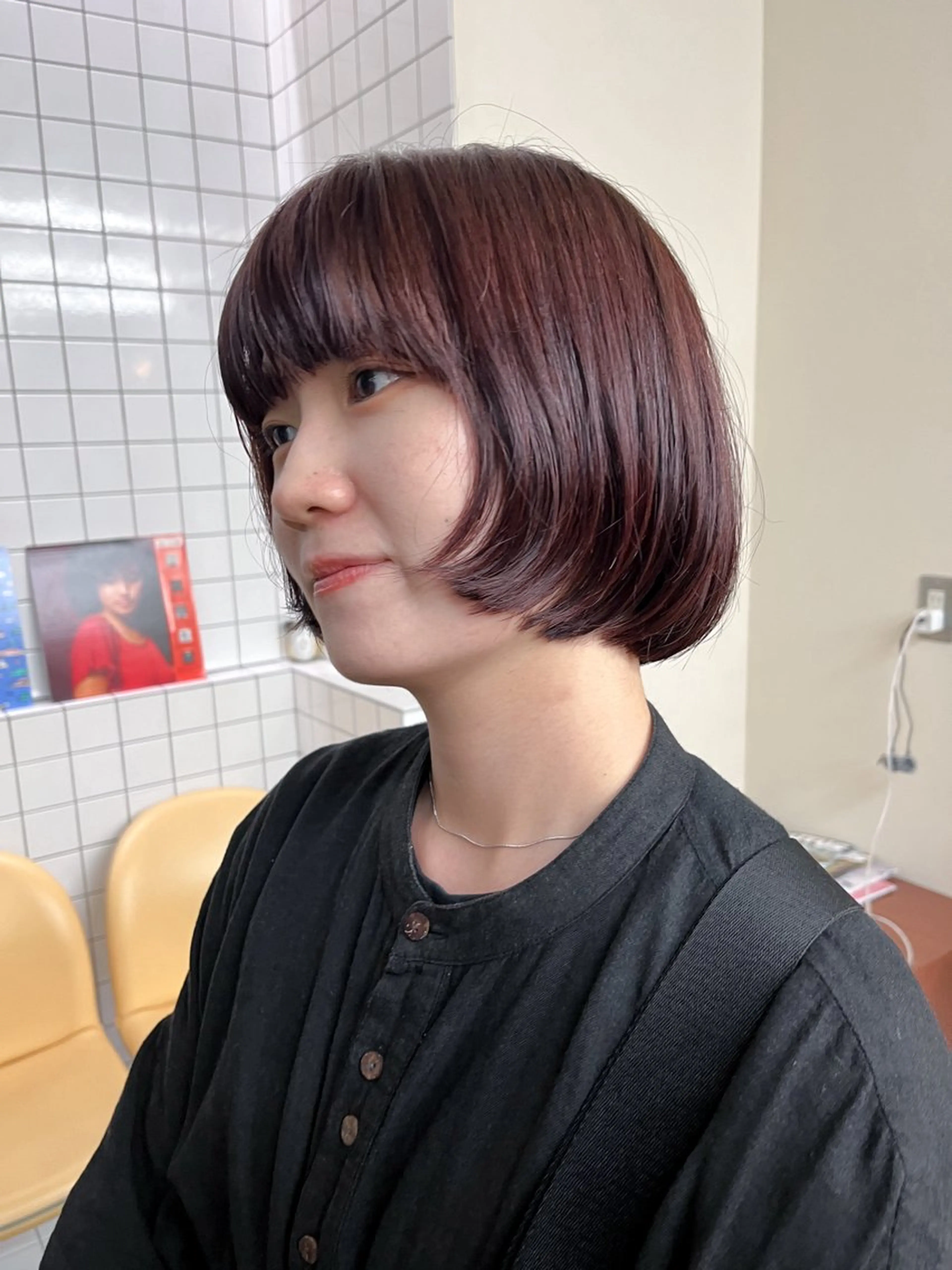 ショート カラー ブラウンカラー レッドカラー レッドブラウン ボブ カット ヘアカラー ボブパーマ/パーマ ウルフパーマのヘアスタイル