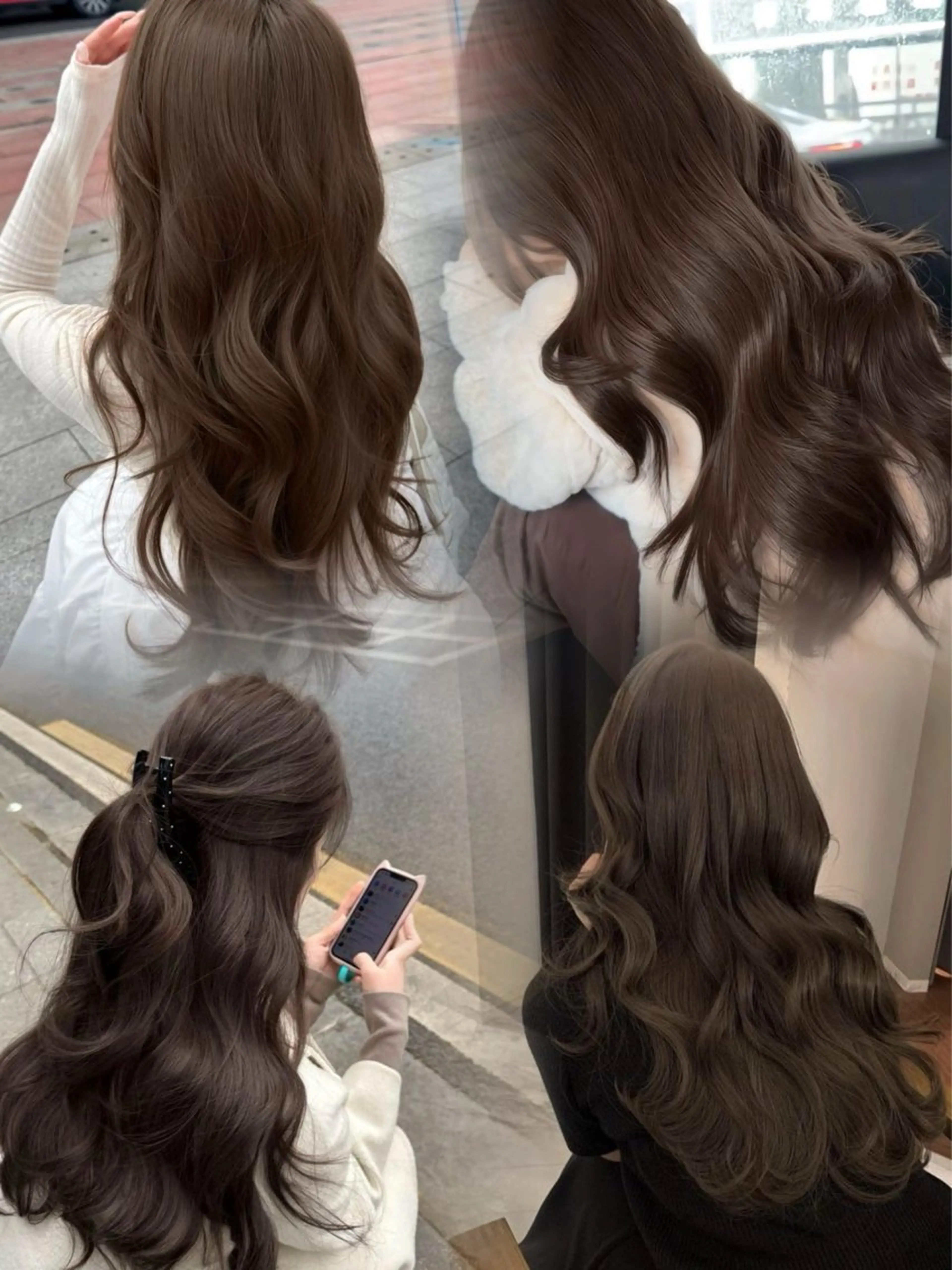 ロング チョコレートブラウン 韓国風ヘア ワンホンヘア カット ヘアカラー トリートメント 𝑺𝑨𝑨𝒀𝑨 色気ワンホンHairのヘアスタイル