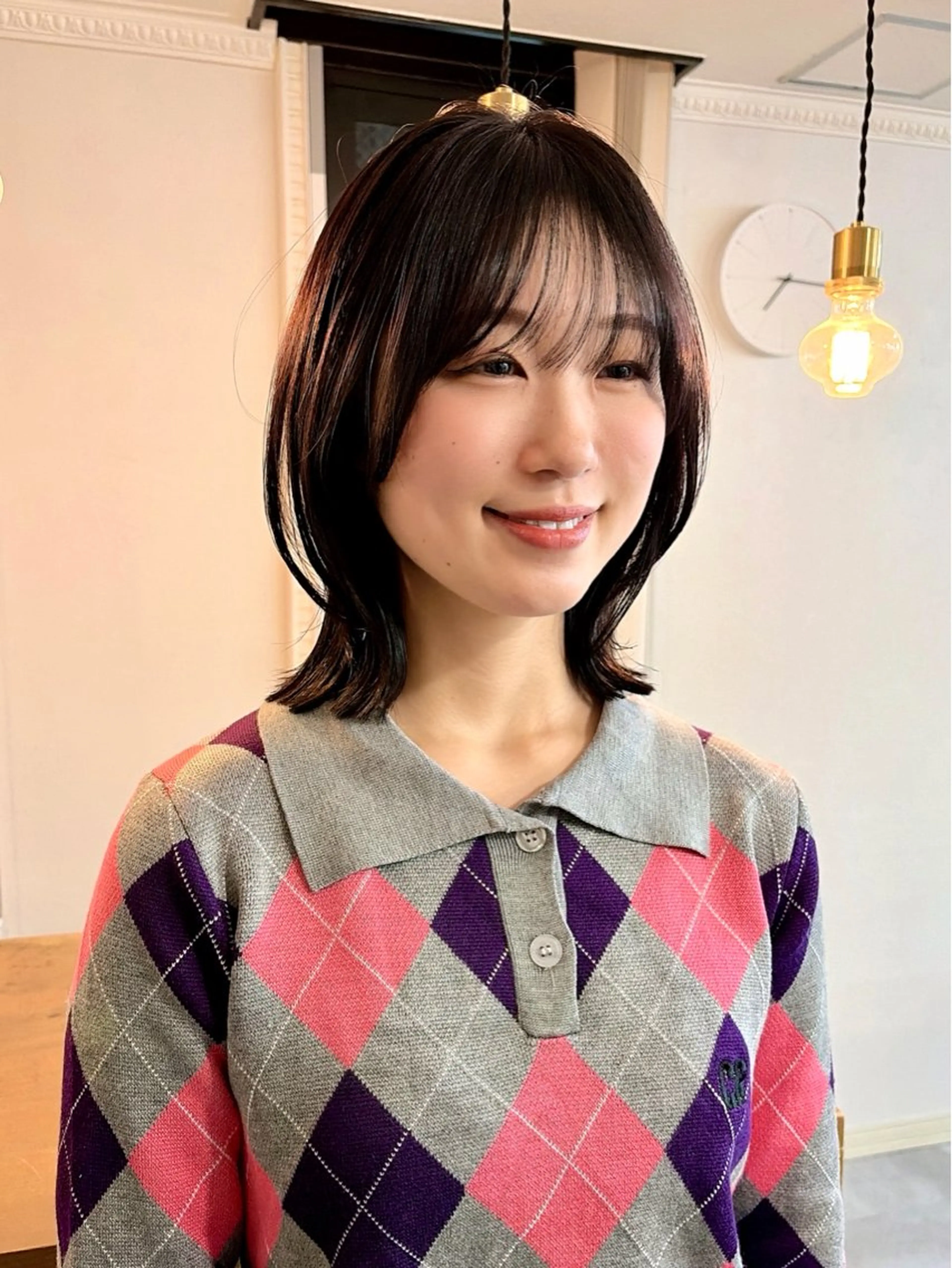 ミディアム ミディアムレイヤー くびれヘア レイヤーカット カット ヘアカラー SALT WATER所属・南堀江ハイトーン ×カットMIKU🍒のヘアスタイル