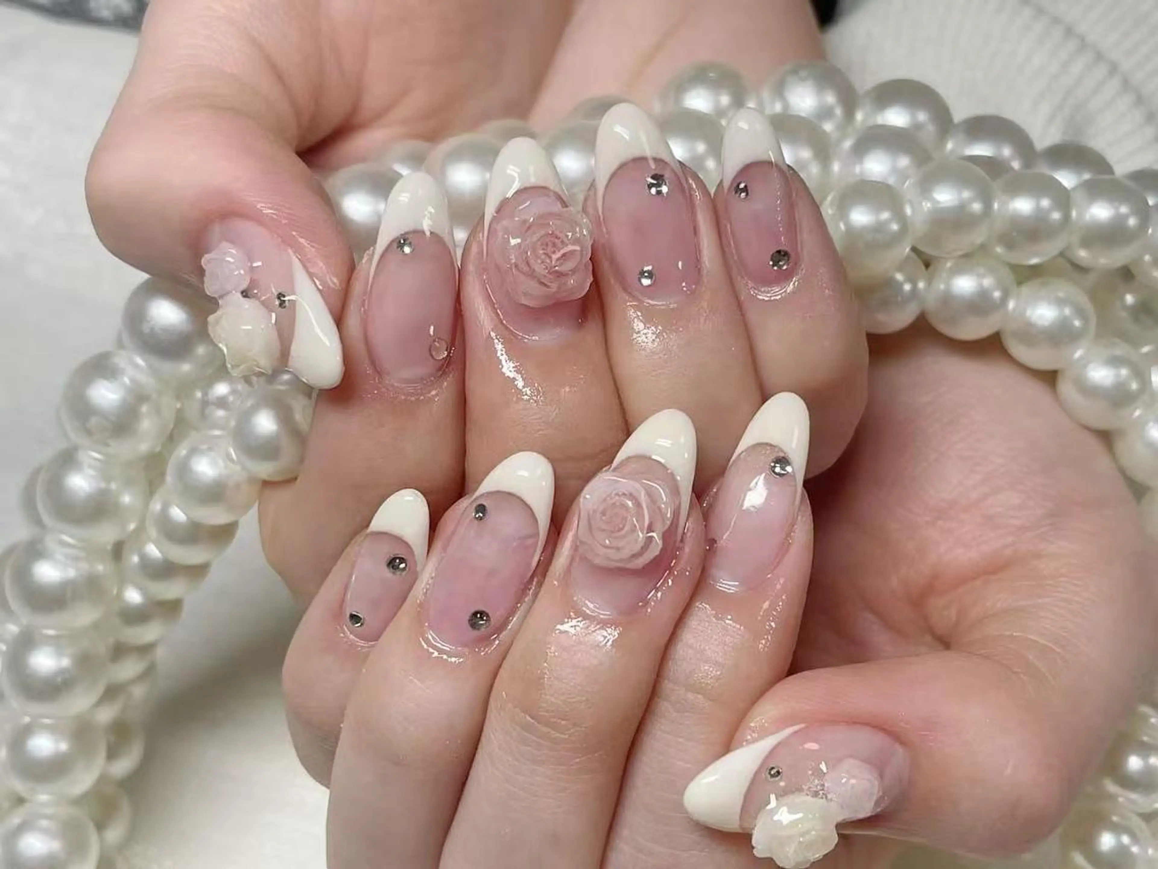 ネイル アートネイル クリアネイル 成人式 長さ出し フラッシュネイル ハンドネイル Ru na🍳のネイルデザイン