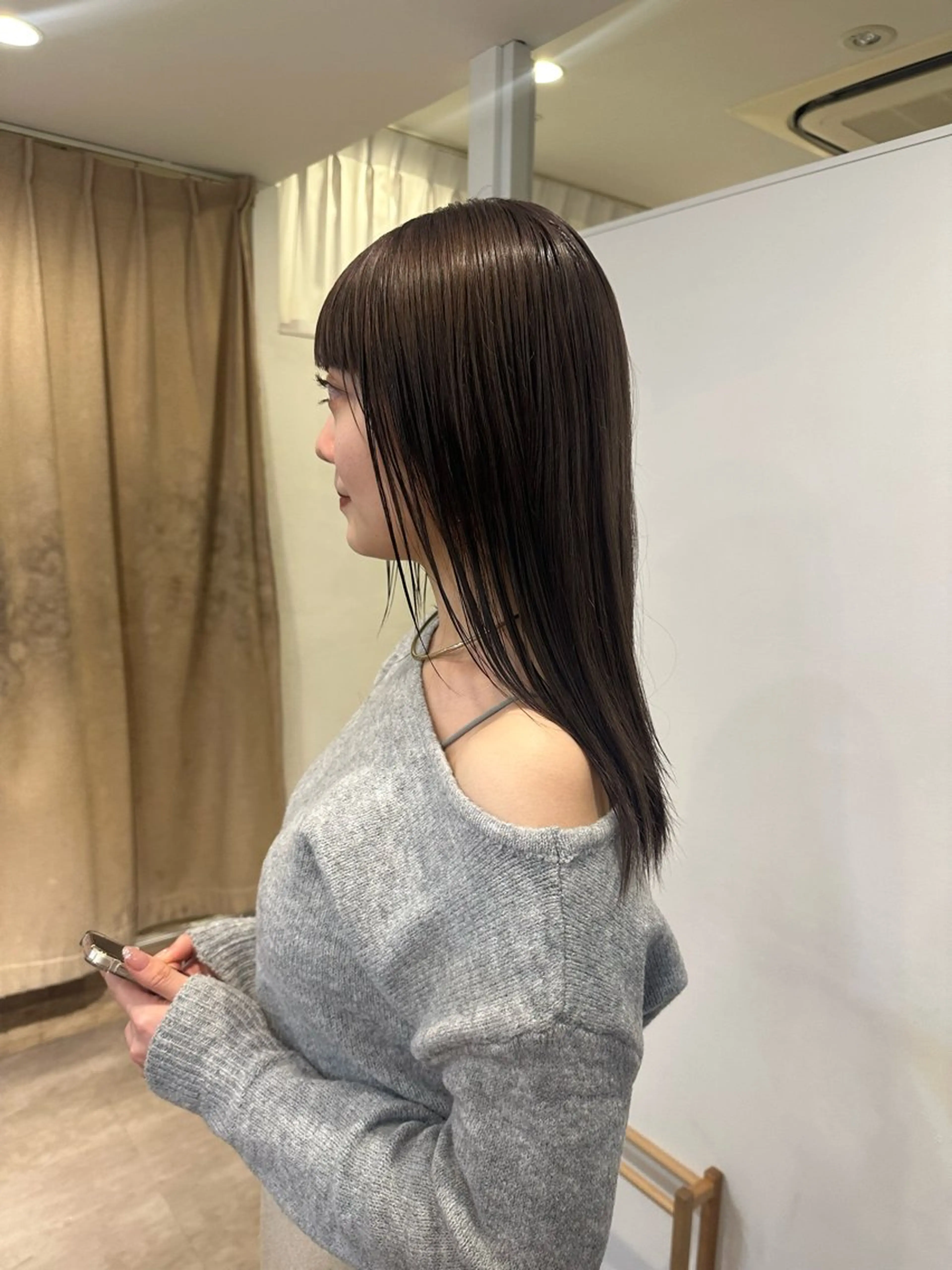 セミロング カラー グレージュ ヘアカラー トリートメント 梅田/柔らかカラー/ オオハシ リナコのヘアスタイル