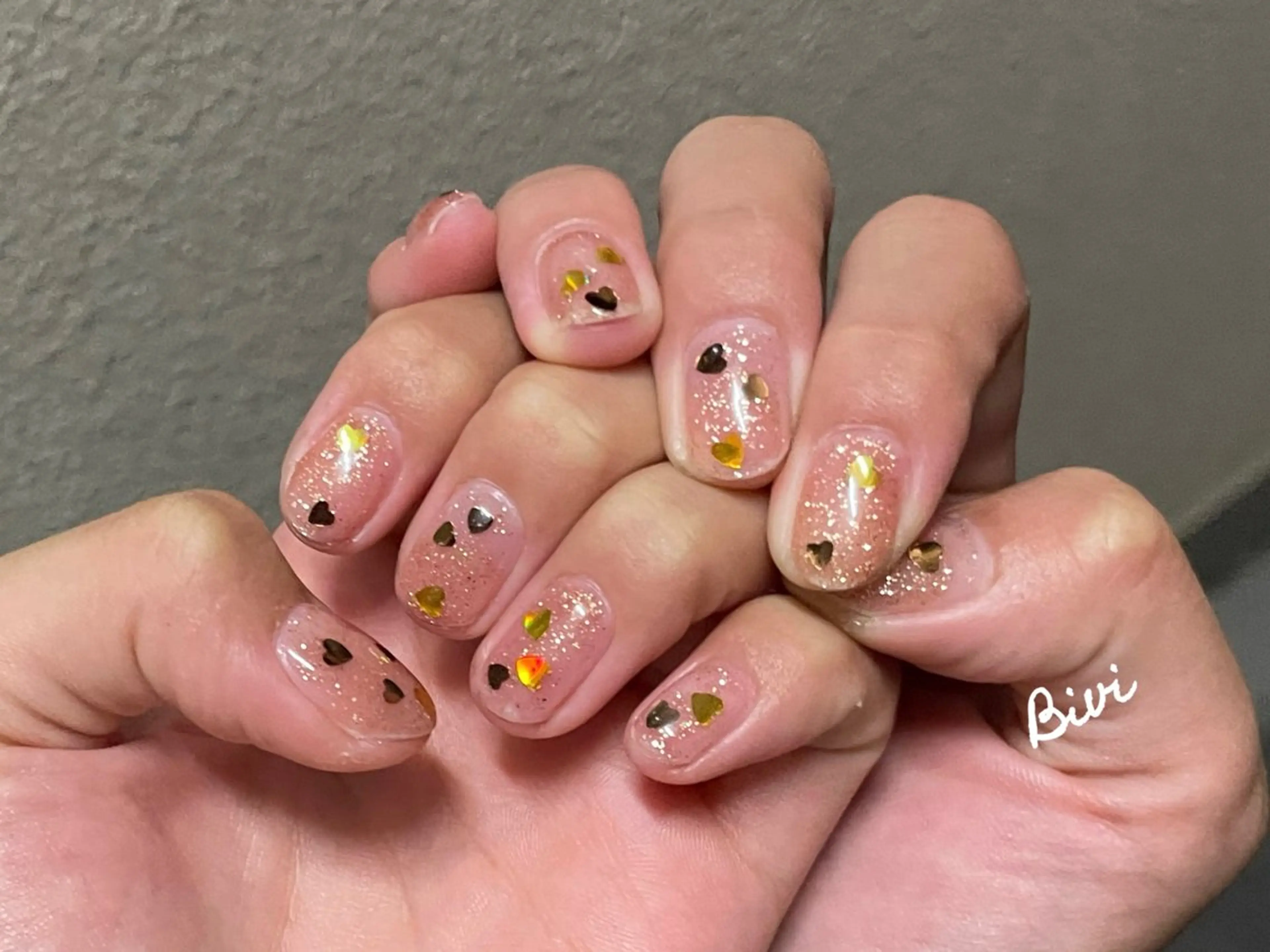 ネイル アートネイル フラッシュネイル ラメ(グリッター) シルバー スクエアネイル ♡Bivi♡自爪に 優しいネイルサロンのネイルデザイン