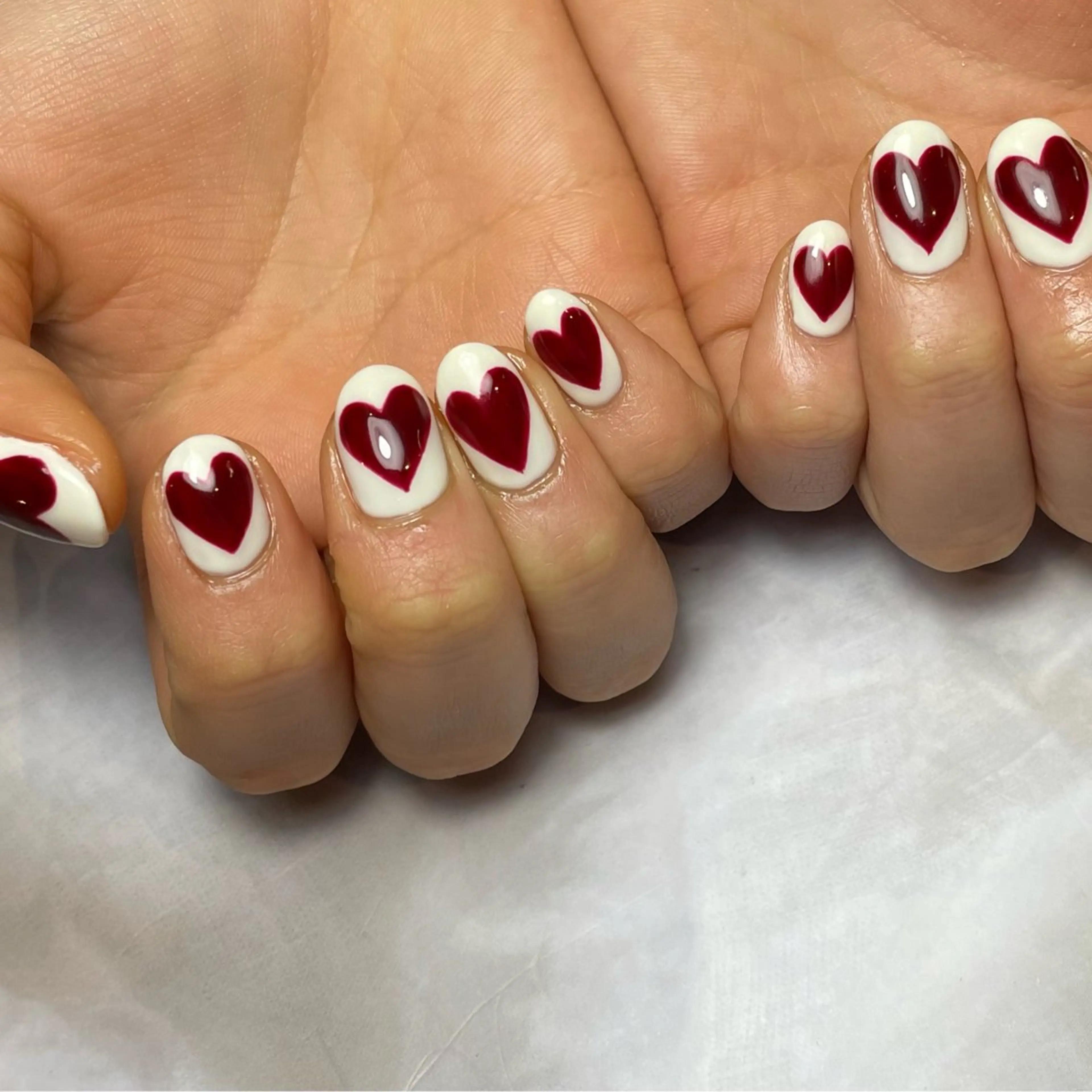 ネイル ハート ショートネイル ハンドネイル Reflection marikoのネイルデザイン