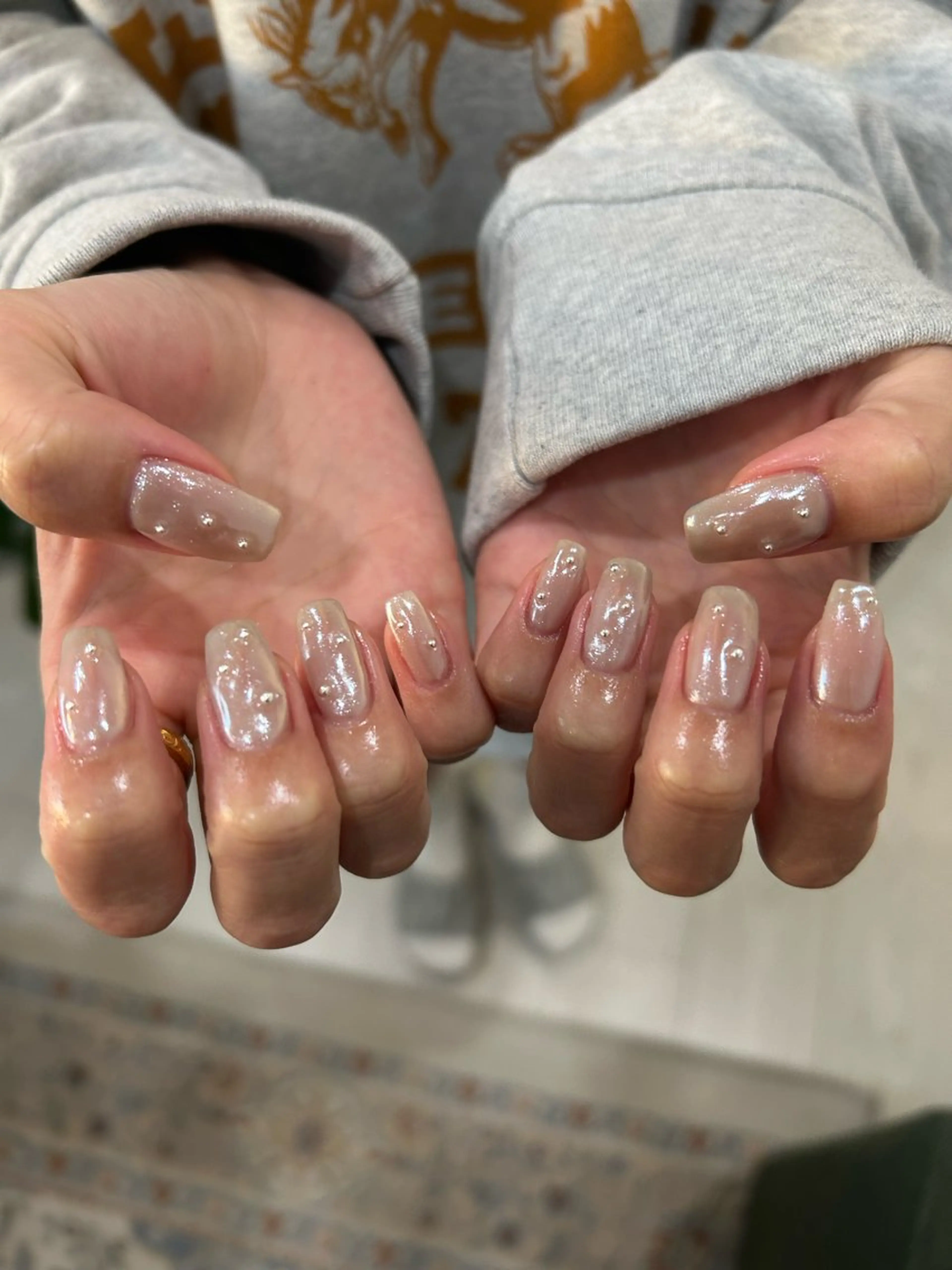 ネイル ワンカラーネイル mellow :所属・mellow:ｸﾙﾐ ﹡˖˟༝🎀˖˟ ༝のネイルデザイン