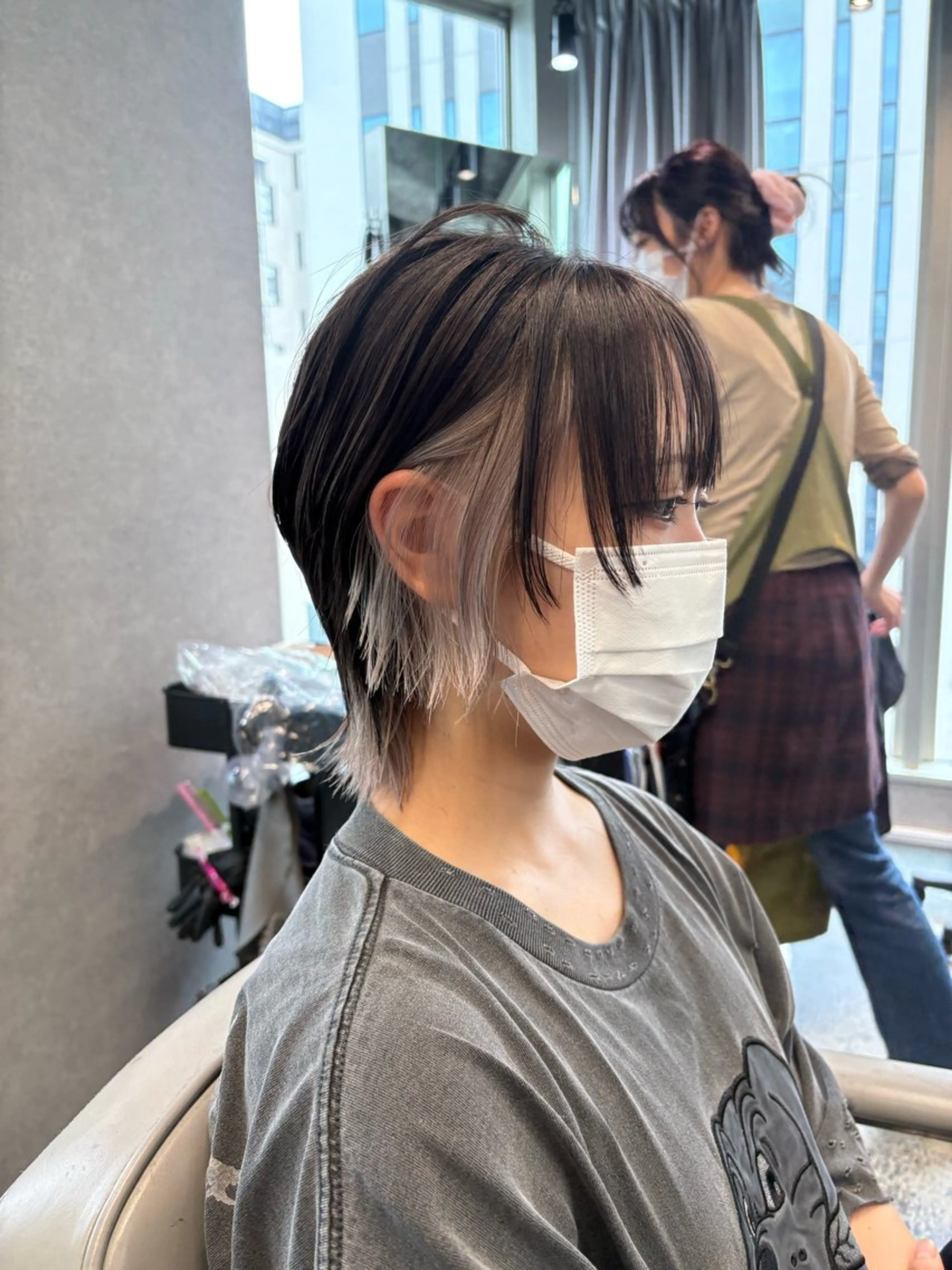ショート カラー カット ヘアカラー トリートメント rilas博多所属・博多JYUI/ウルフ ハイトーン/デザインのヘアスタイル