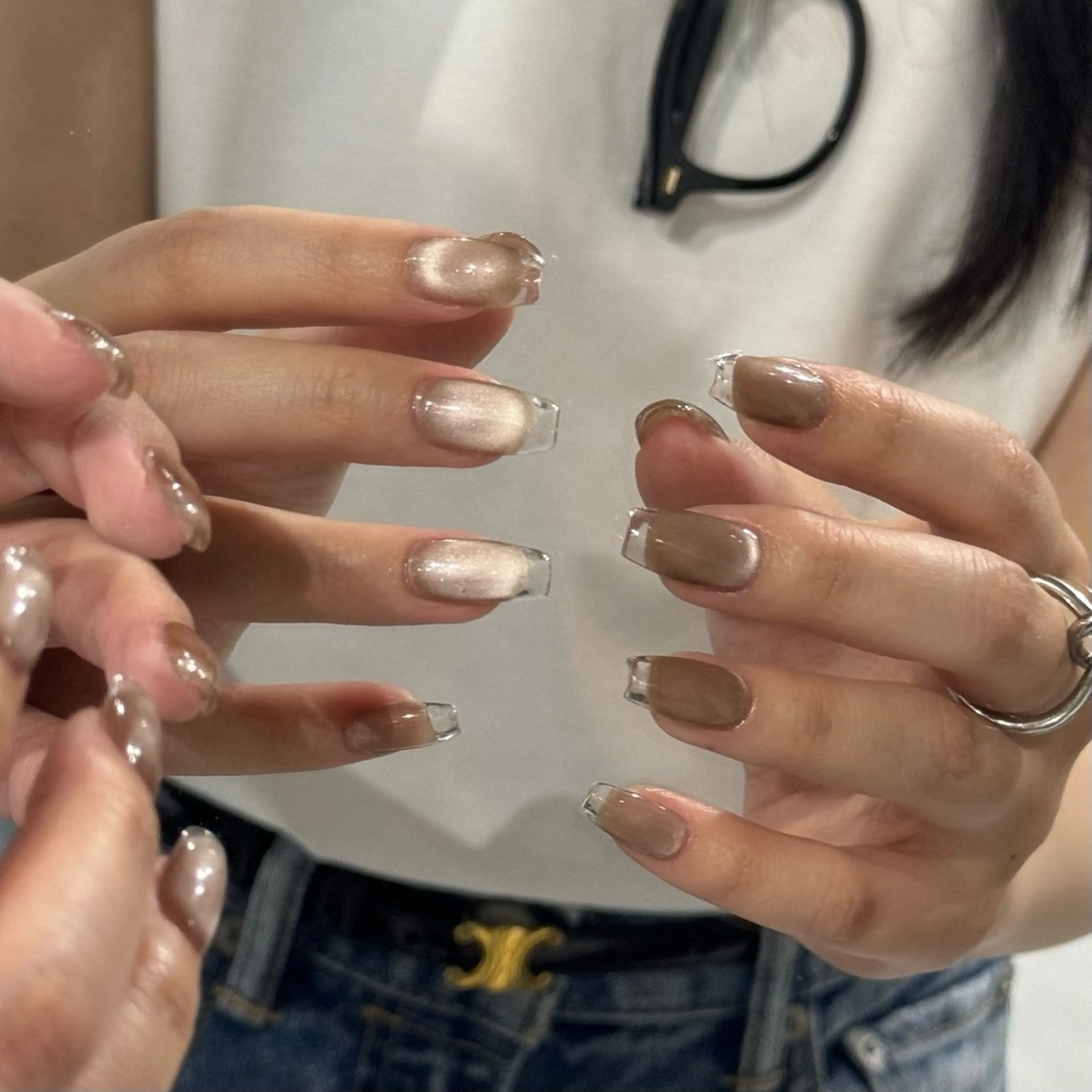 ネイル クリアネイル フレンチネイル マグネットネイル Momoka ネイリスト福岡/薬院のネイルデザイン