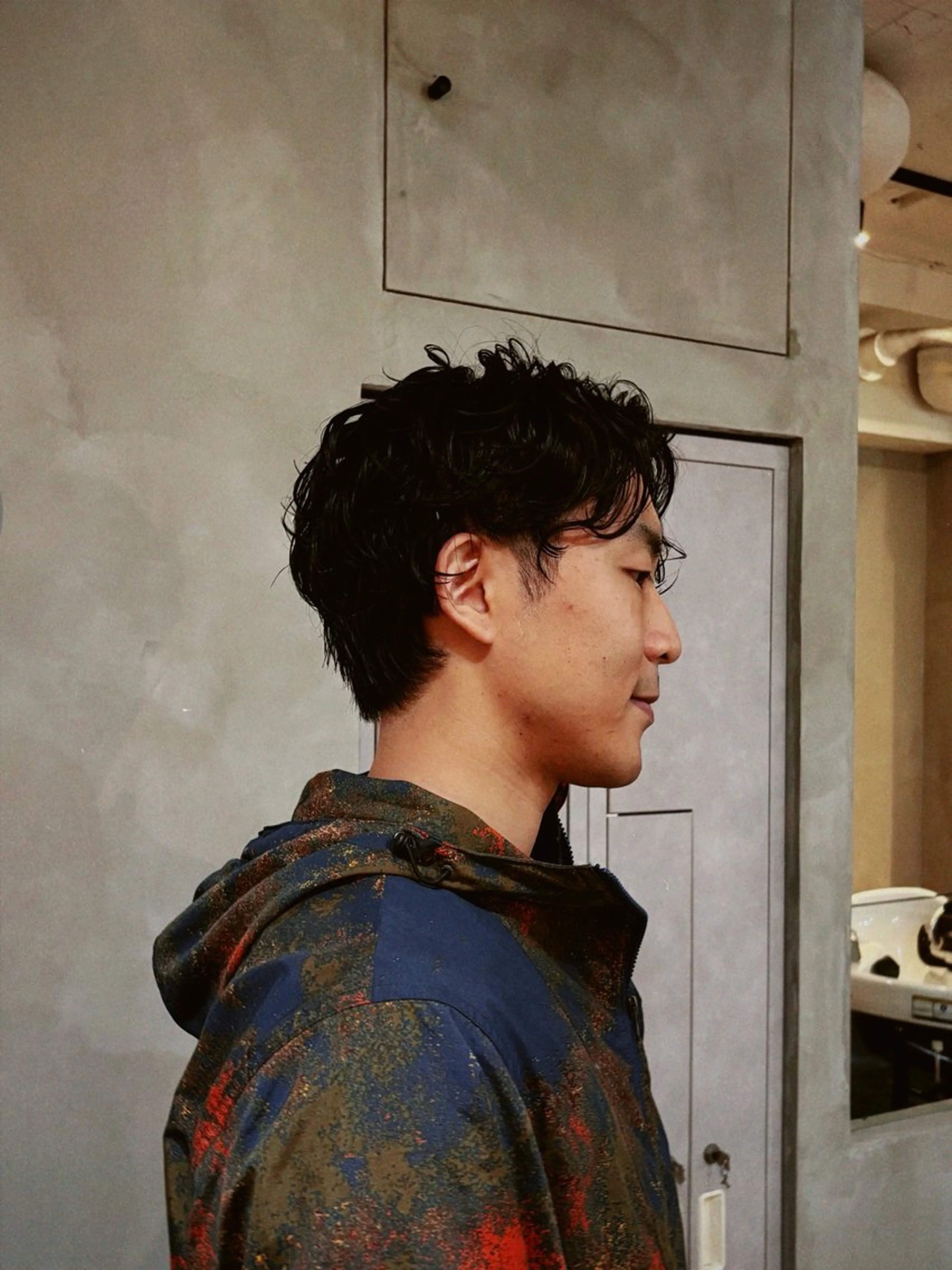 ショート パーマ メンズ メンズパーマ カット パーマ メンズ特化ショート/ センターパート/福田のヘアスタイル