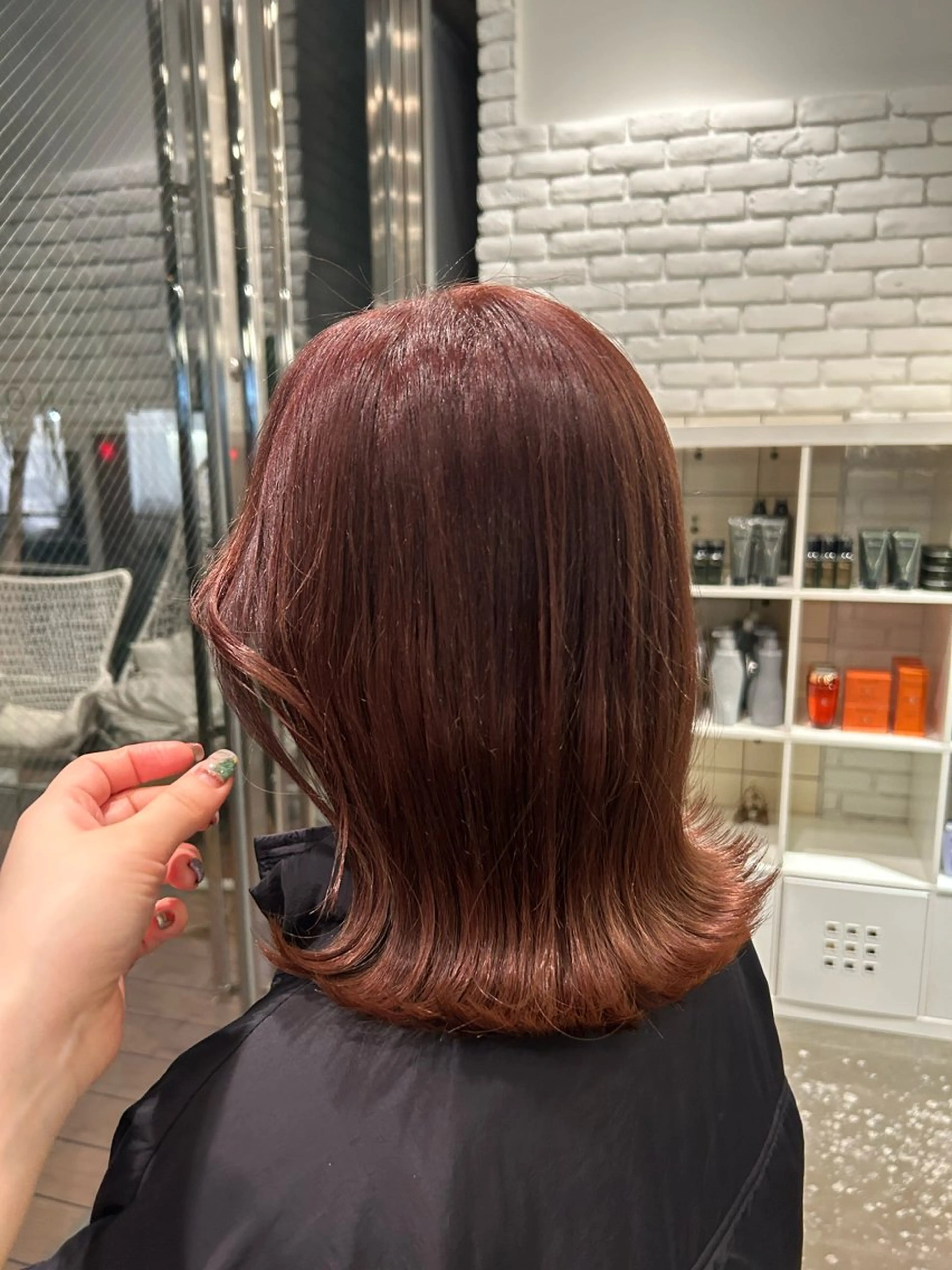 ミディアム カラー ヘアアレンジ ブラウンカラー カシス 🌼REINA 🌼韓国ボブ🌼赤坂のヘアスタイル