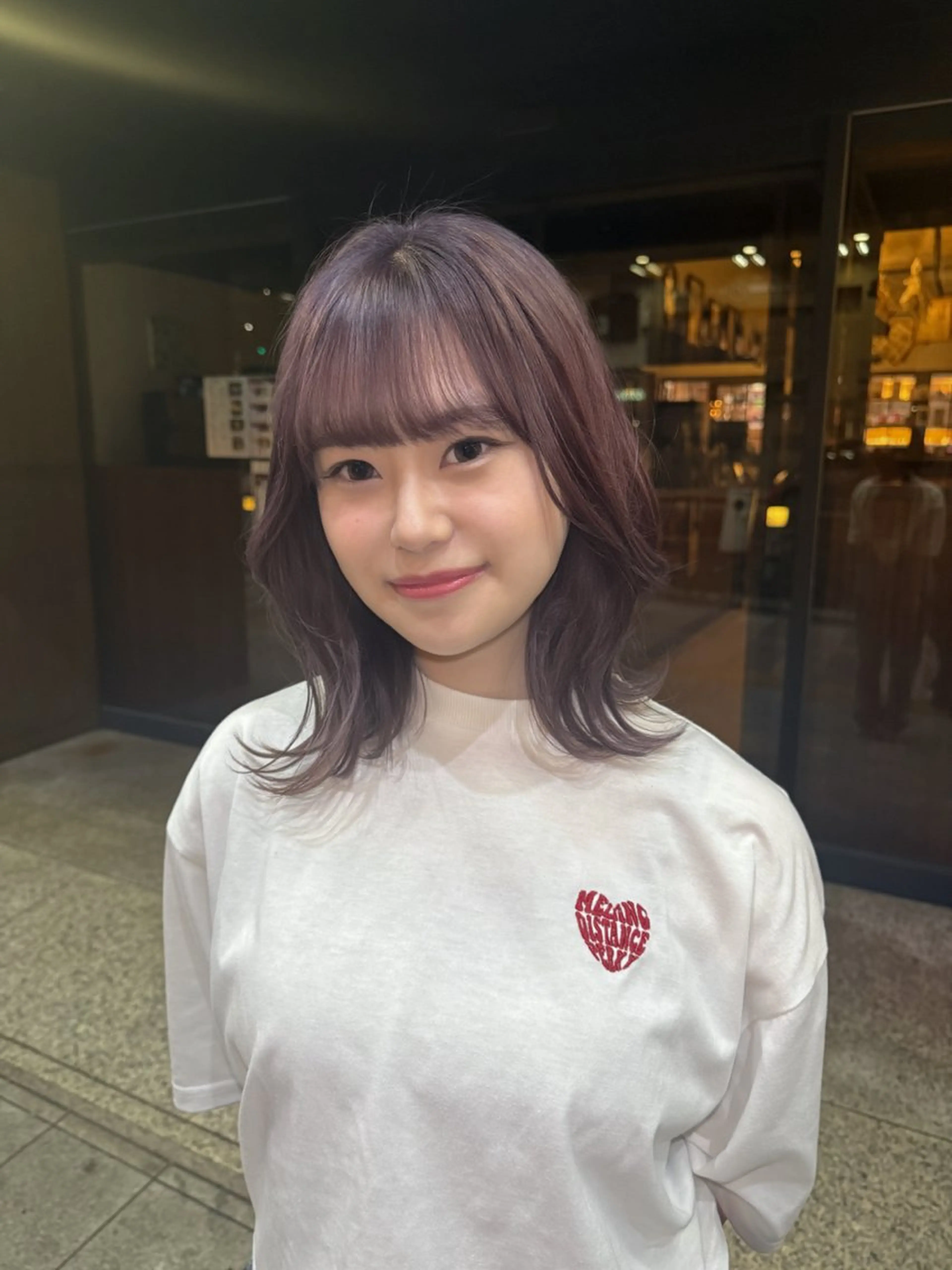 ミディアム カラー ブリーチ カシス バイオレットカラー ヘアカラー ヒナ子🦋 ブリーチカラーのヘアスタイル