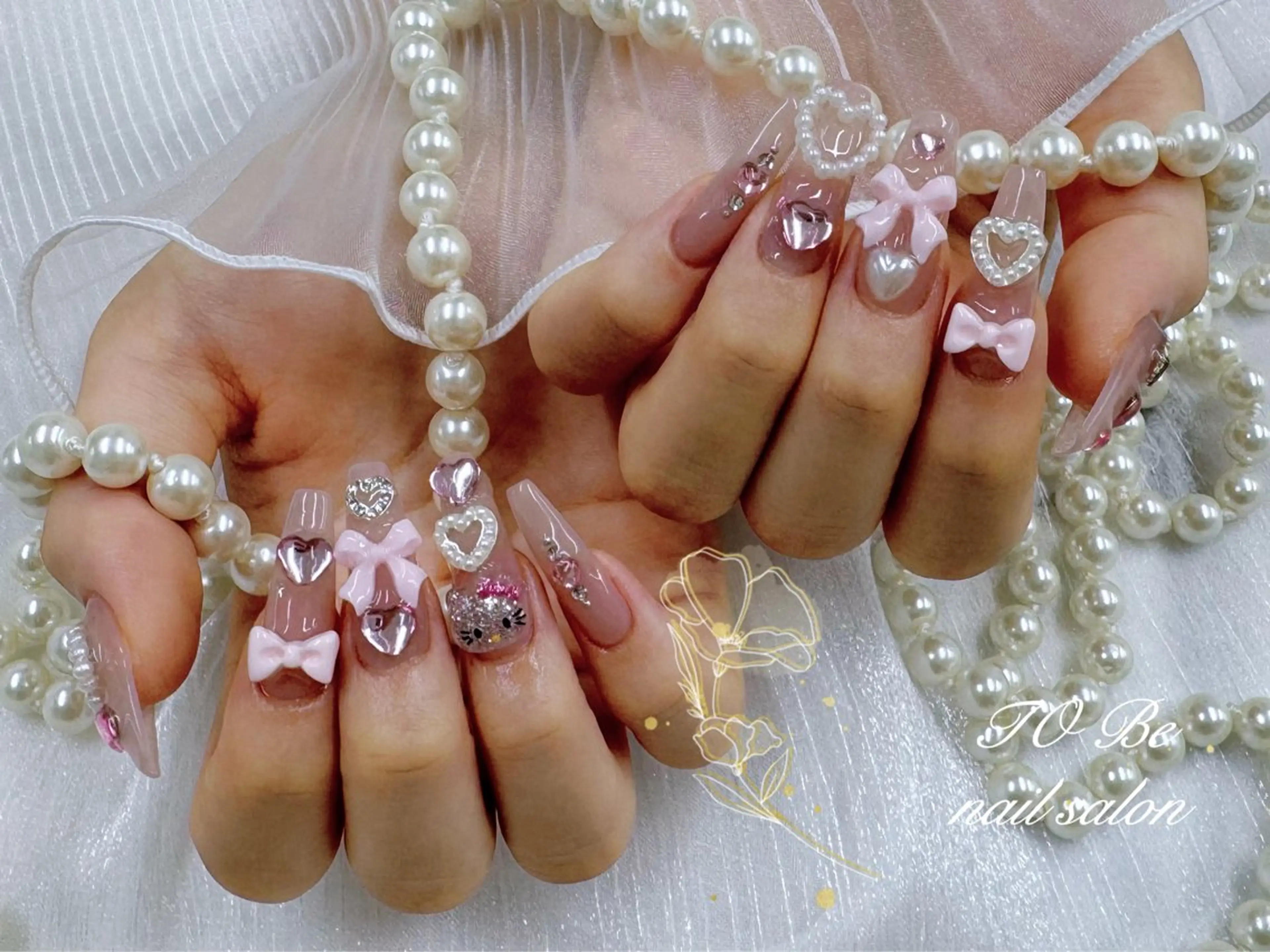 ロング ハンドネイル Nail Salon To Be珈月のネイルデザイン