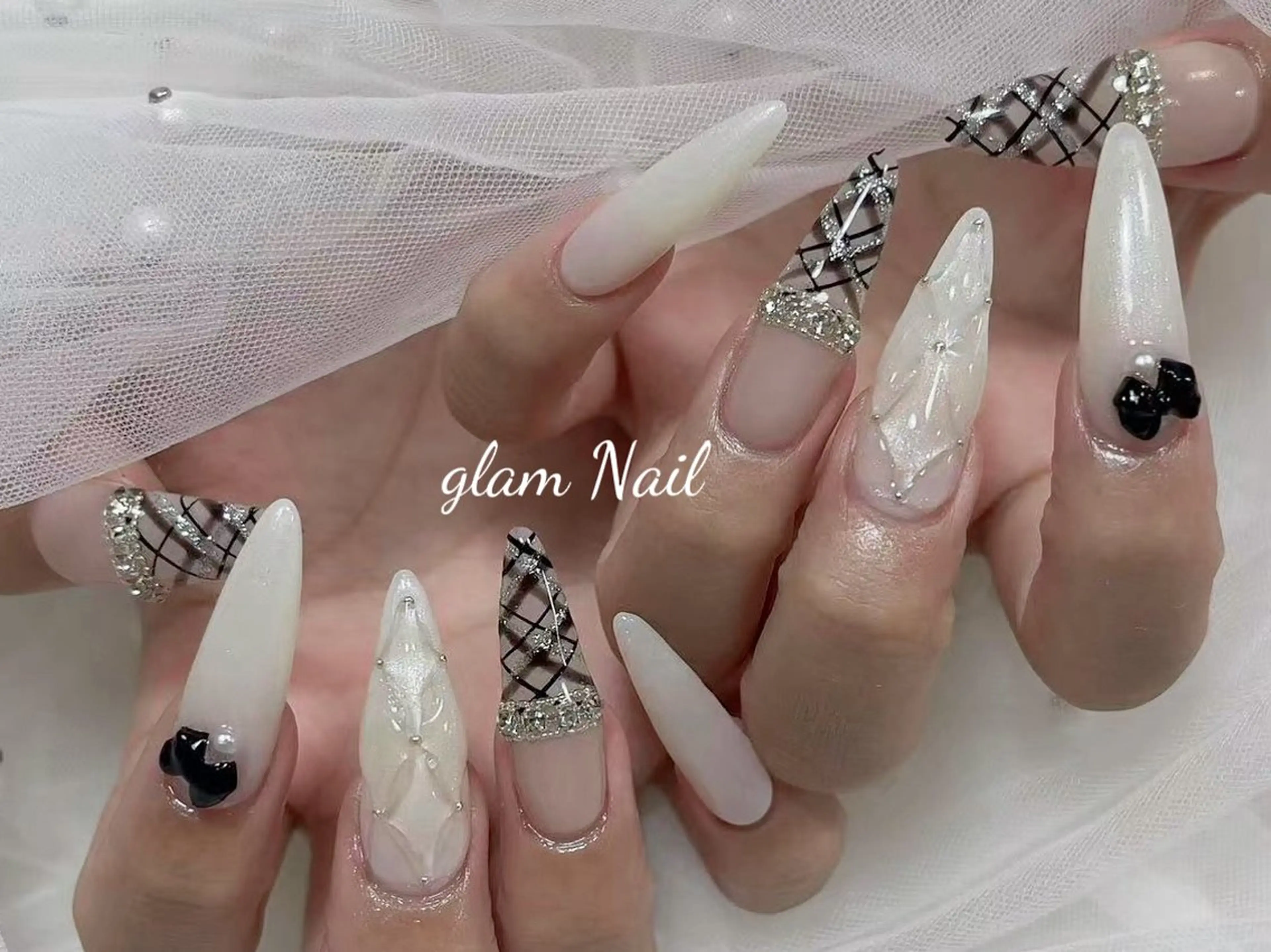 ネイル エツメ💅 長さだし🎀デザインのネイルデザイン