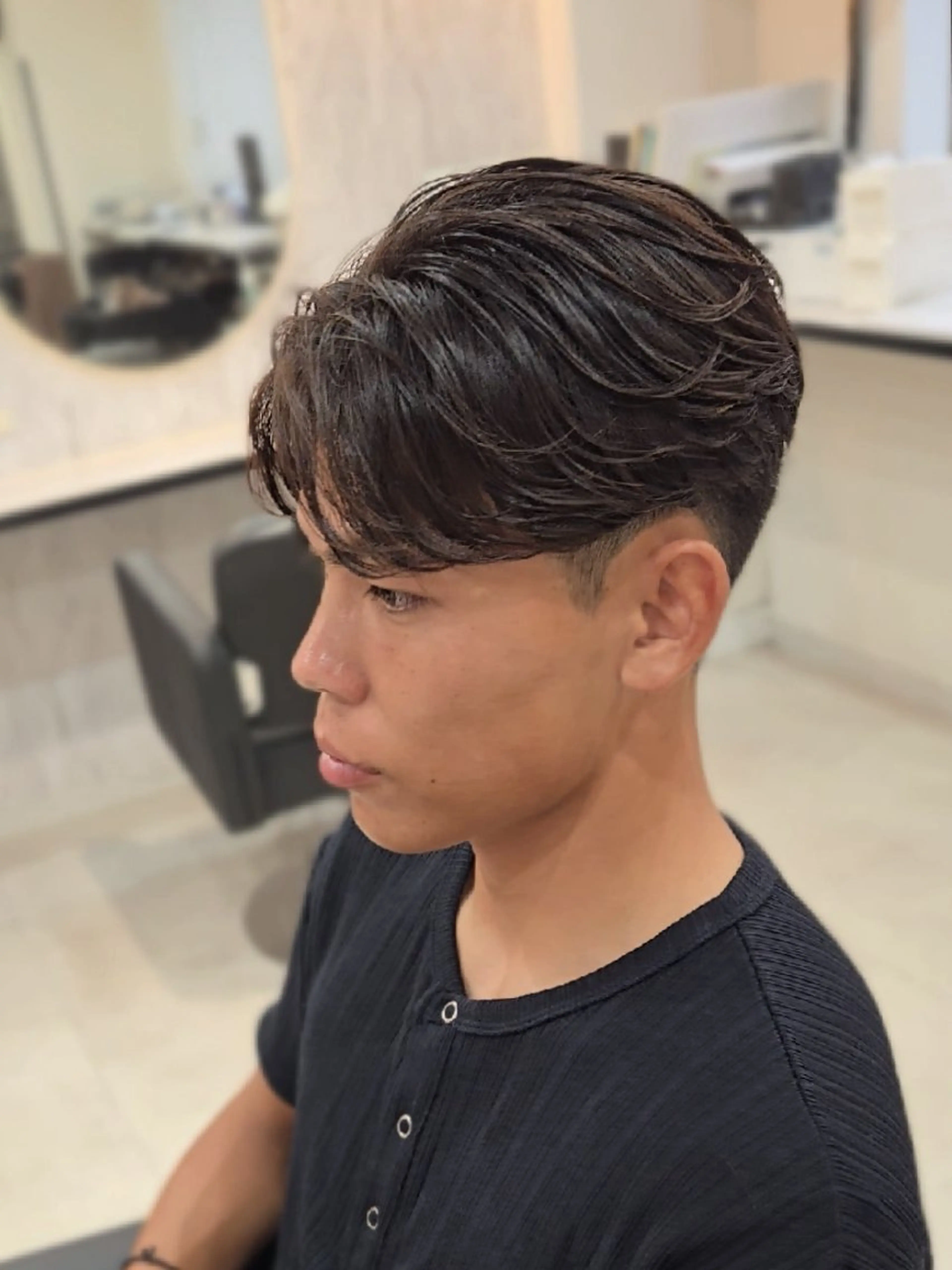 メンズ ミディアム センターパート カット ヘアセット Lapis 名古屋駅前店所属・LEN名古屋/パーマ 海外ヘア/メンズ特化のヘアスタイル