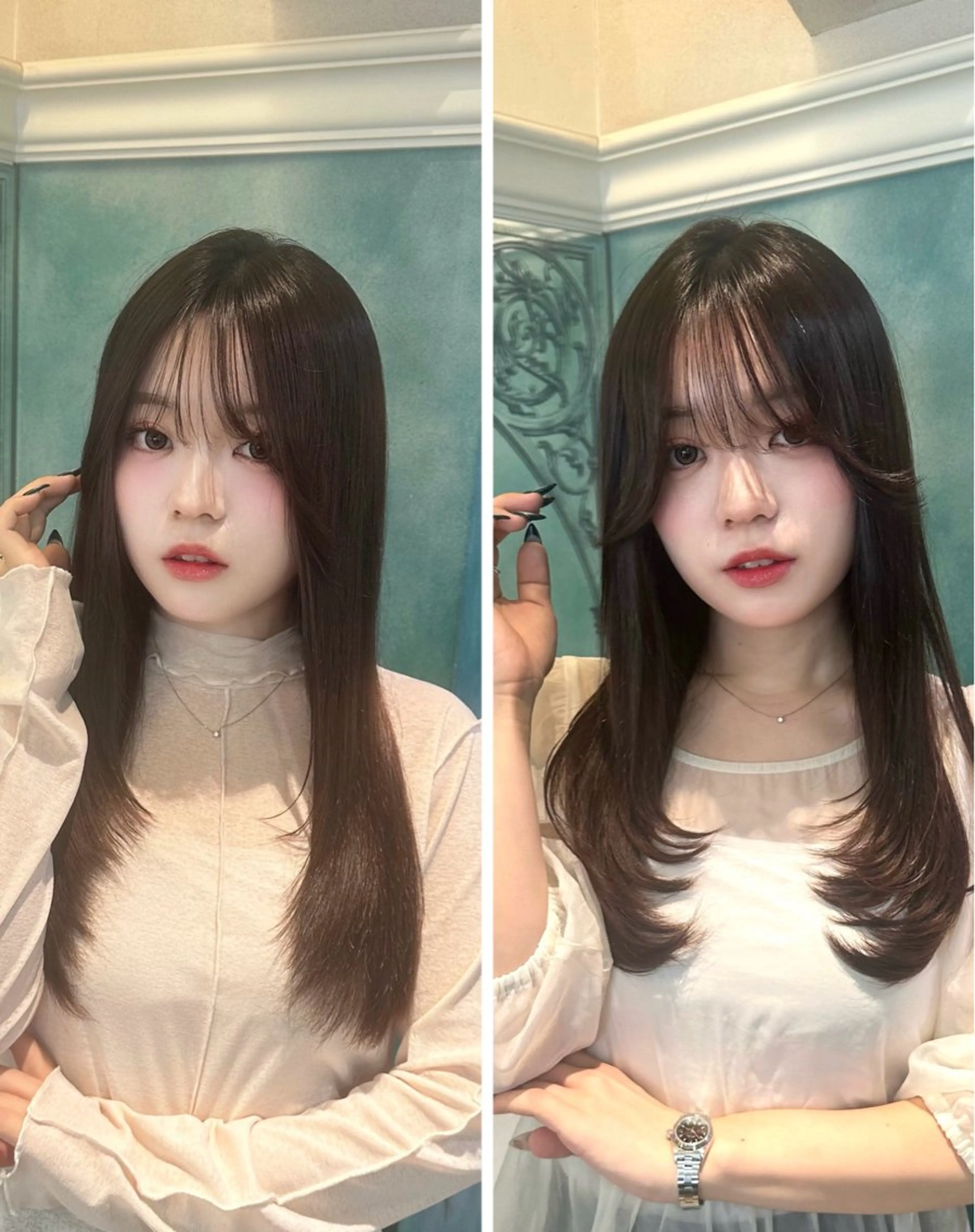 セミロング レイヤーカット カット ヘアカラー レイヤー/顔周り/ 髪質改善/銀座/サラのヘアスタイル