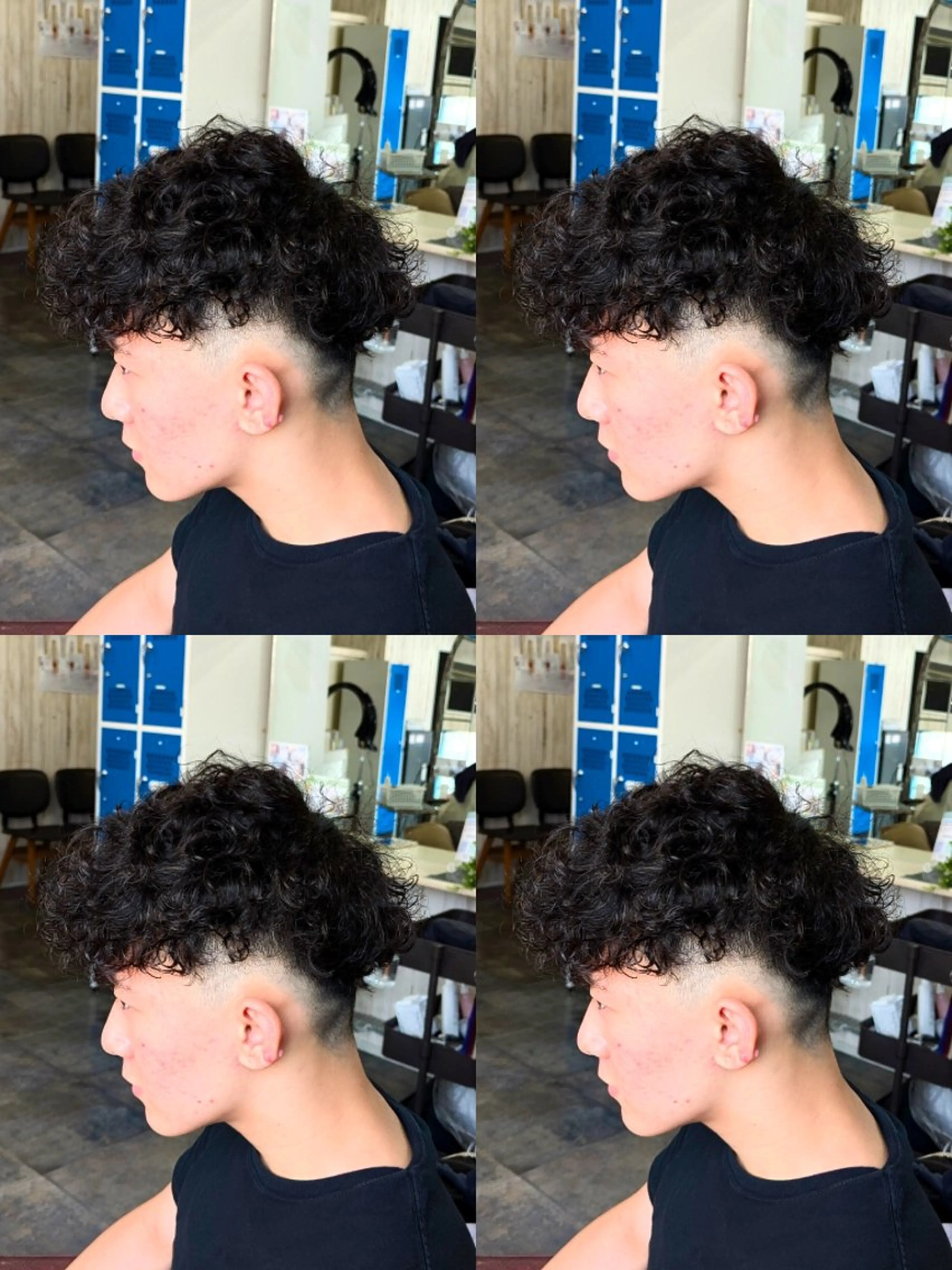 メンズ パーマ アップバング センターパート フェードカット メンズ韓国風 韓国マッシュ カット パーマ トリートメント メンズパーマ/顔周り レイヤー店長えのもとのヘアスタイル