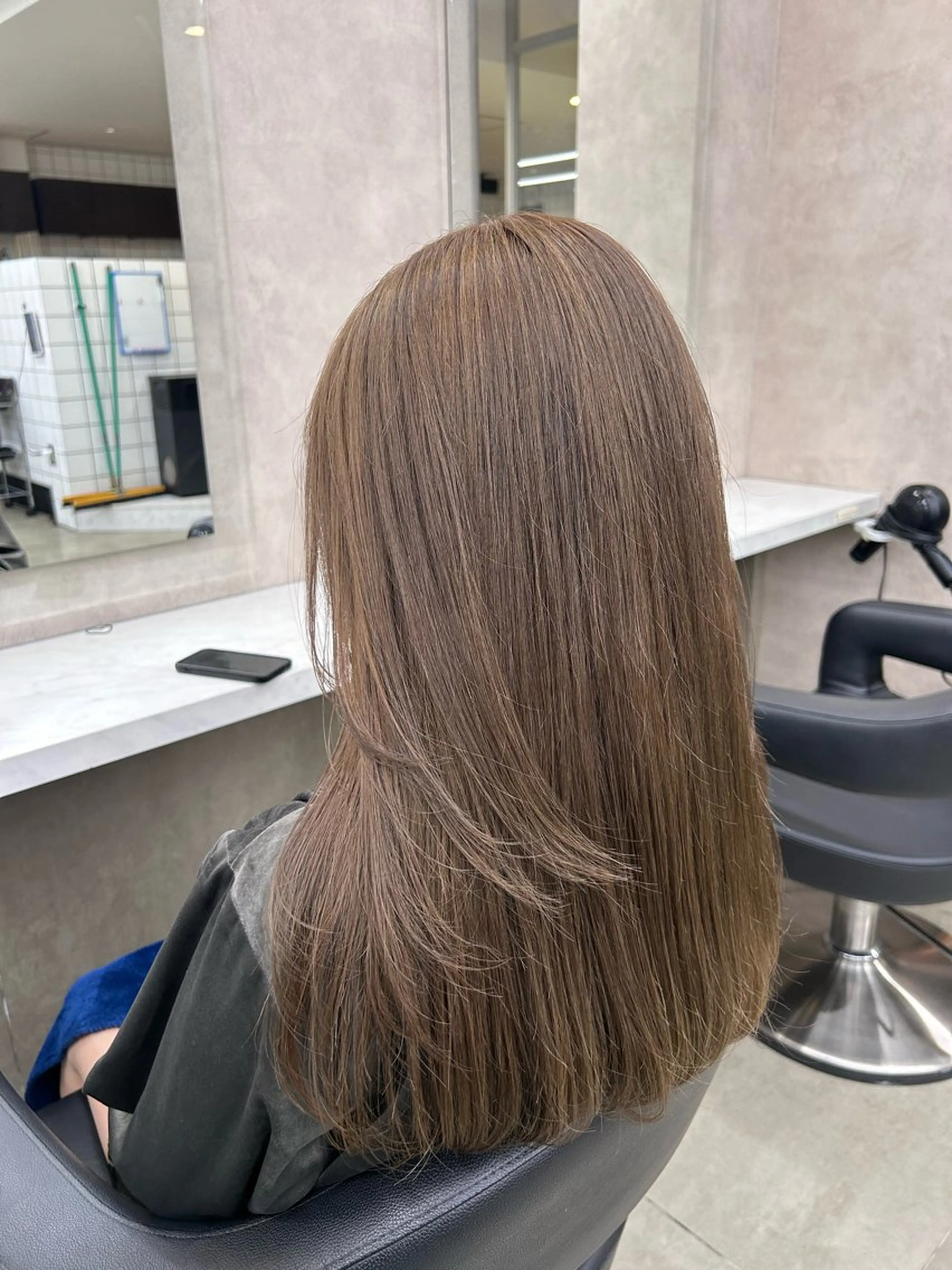 ロング カラー パーマ ヘアアレンジ メンズ キッズ ブリーチなしカラー/ ブラウン/レイヤーのヘアスタイル