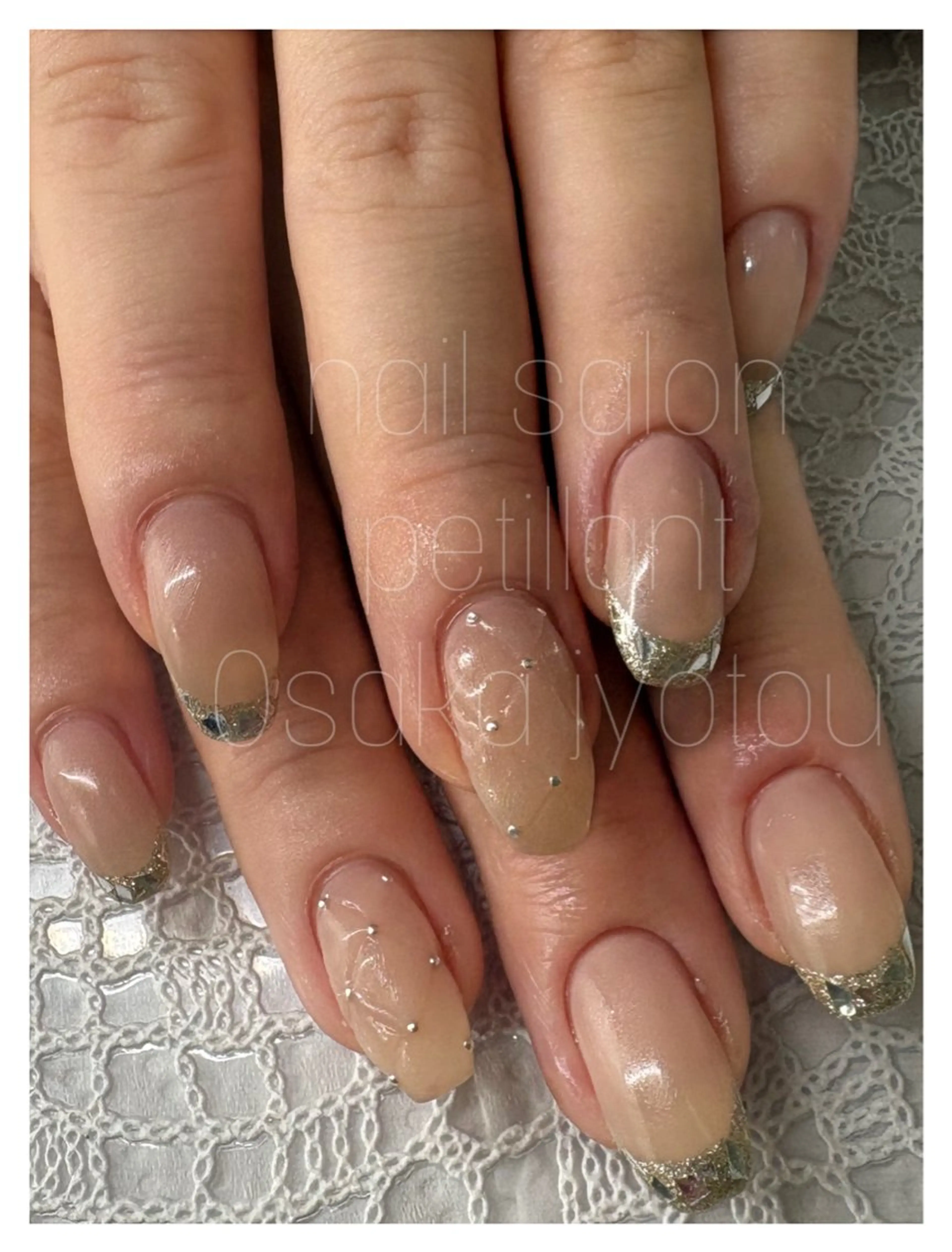 ネイル アートネイル フレンチネイル ガラスフレンチ キラキラネイル シンプルネイル ハンドネイル ハンドケア petillant所属・nail salon petillantのネイルデザイン