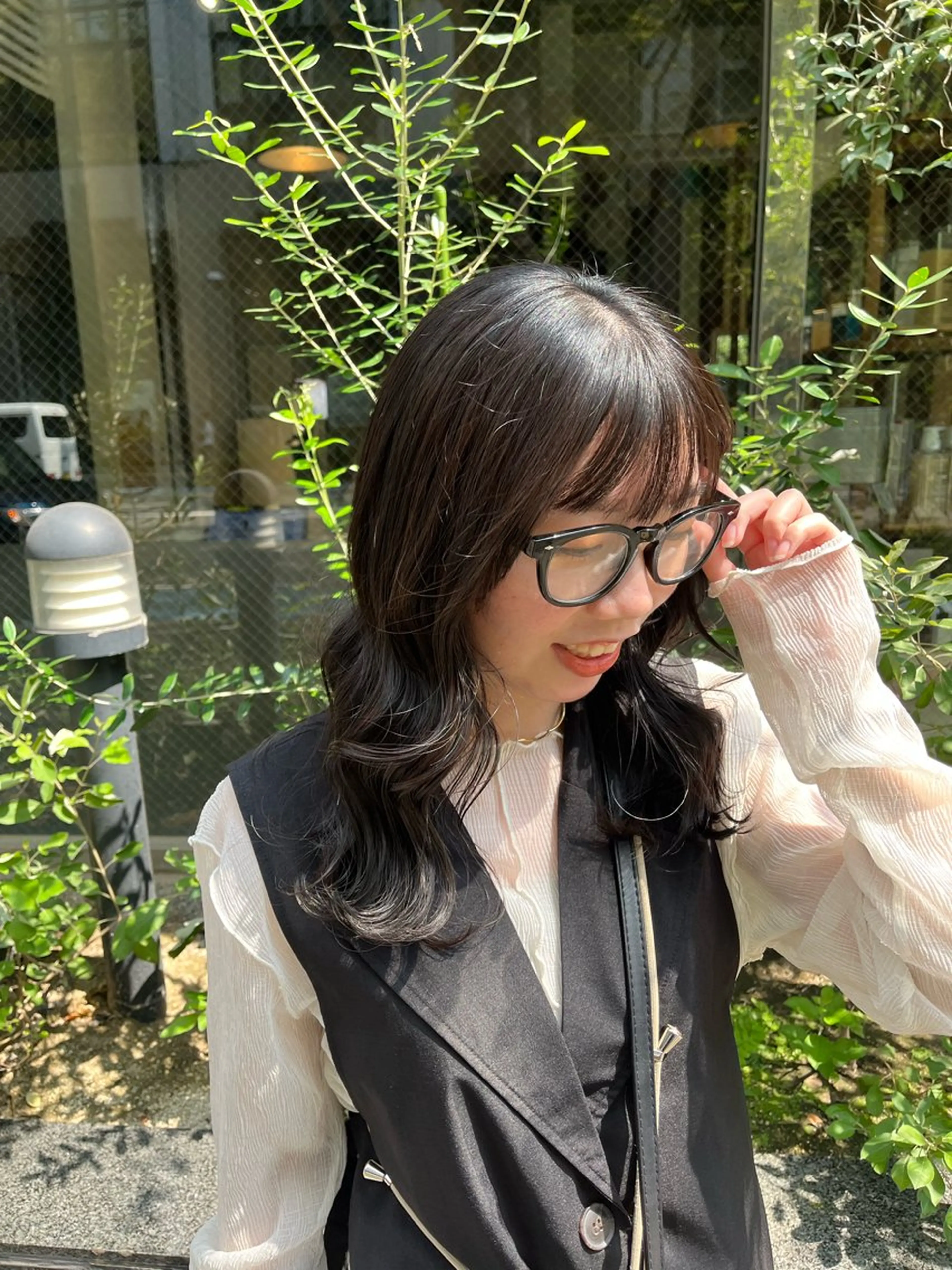 ミディアム カラー 透明感カラー カット ヘアカラー トリートメント えんぐちとも／透明感 カラー／博多ボブのヘアスタイル