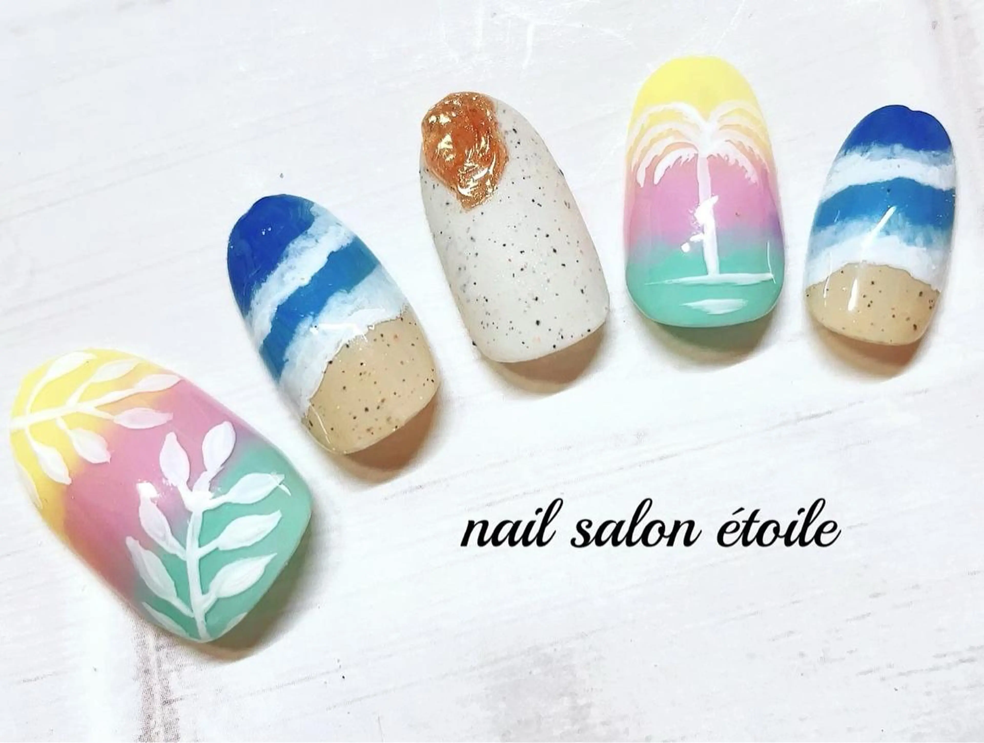 ネイル アートネイル ジェルネイル パステルネイル 夏ネイル ハンドネイル nail salon étoileのネイルデザイン