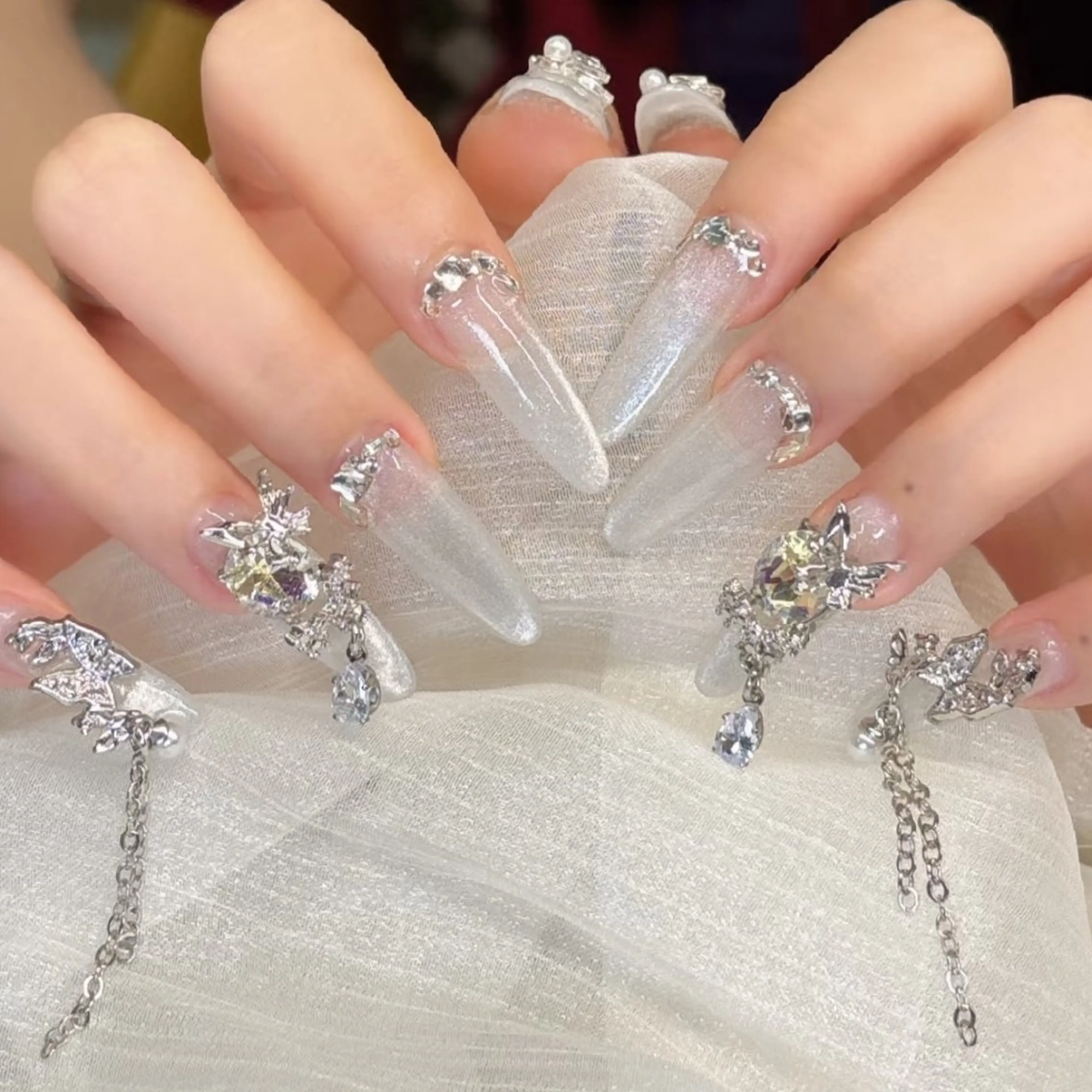 ネイル ハンドネイル ネイリストゆか💅 長さだし、深爪矯正のネイルデザイン