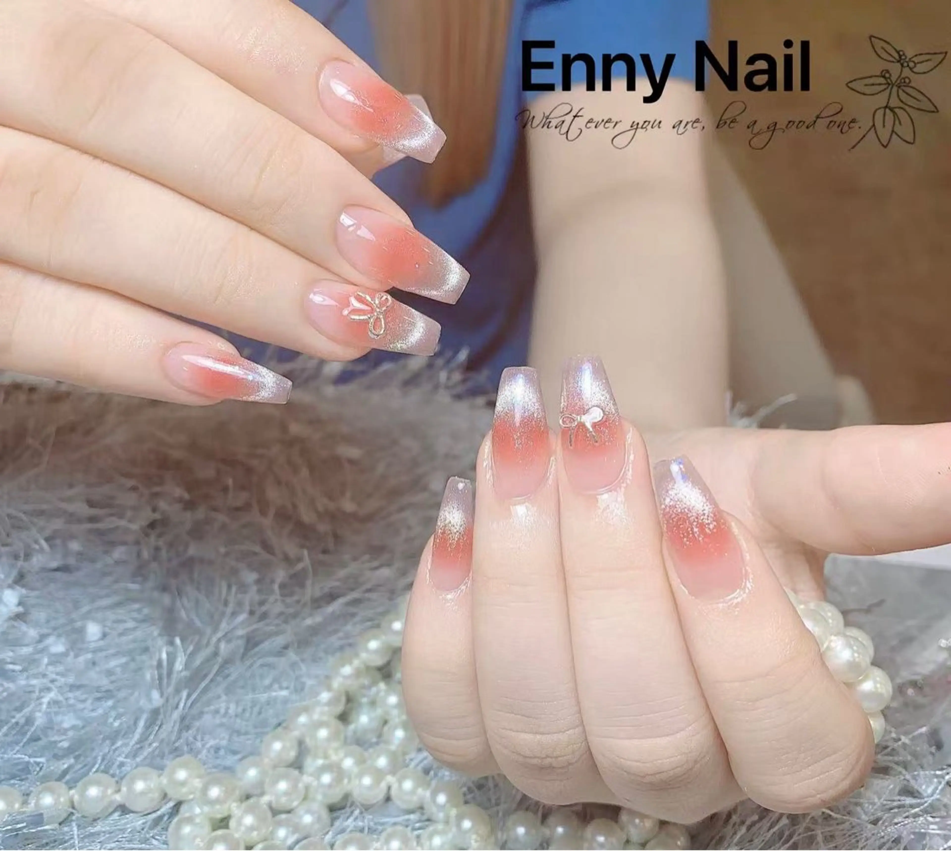 ネイル チークネイル フットネイル フレンチネイル ジェルネイル ガラスフレンチ Nailsalon Ennyのネイルデザイン