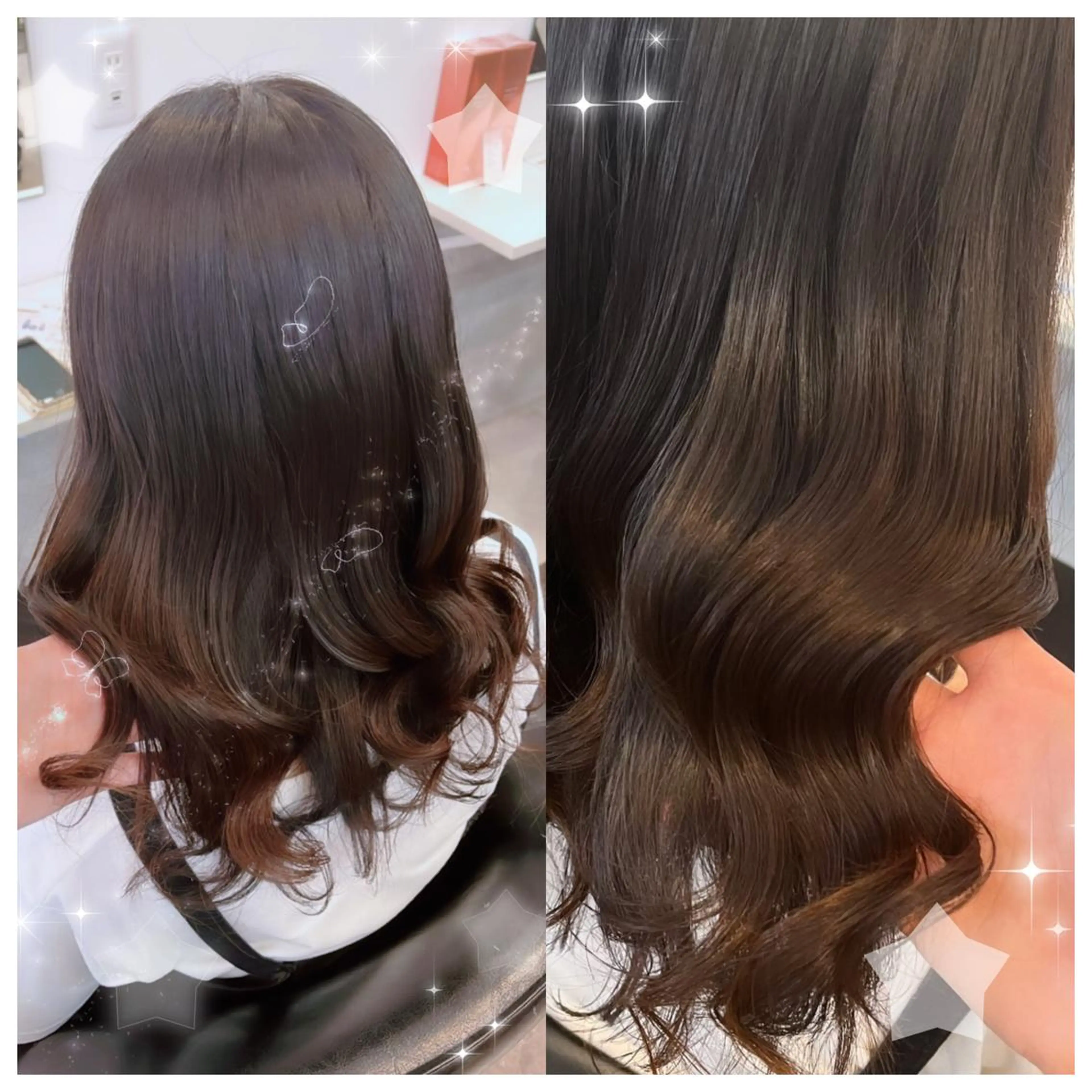 ミディアム カラー シールエクステ バレイヤージュ 黒髪 ブリーチ ブルーカラー セキグチ💞 lilaのマツエク・マツパデザイン