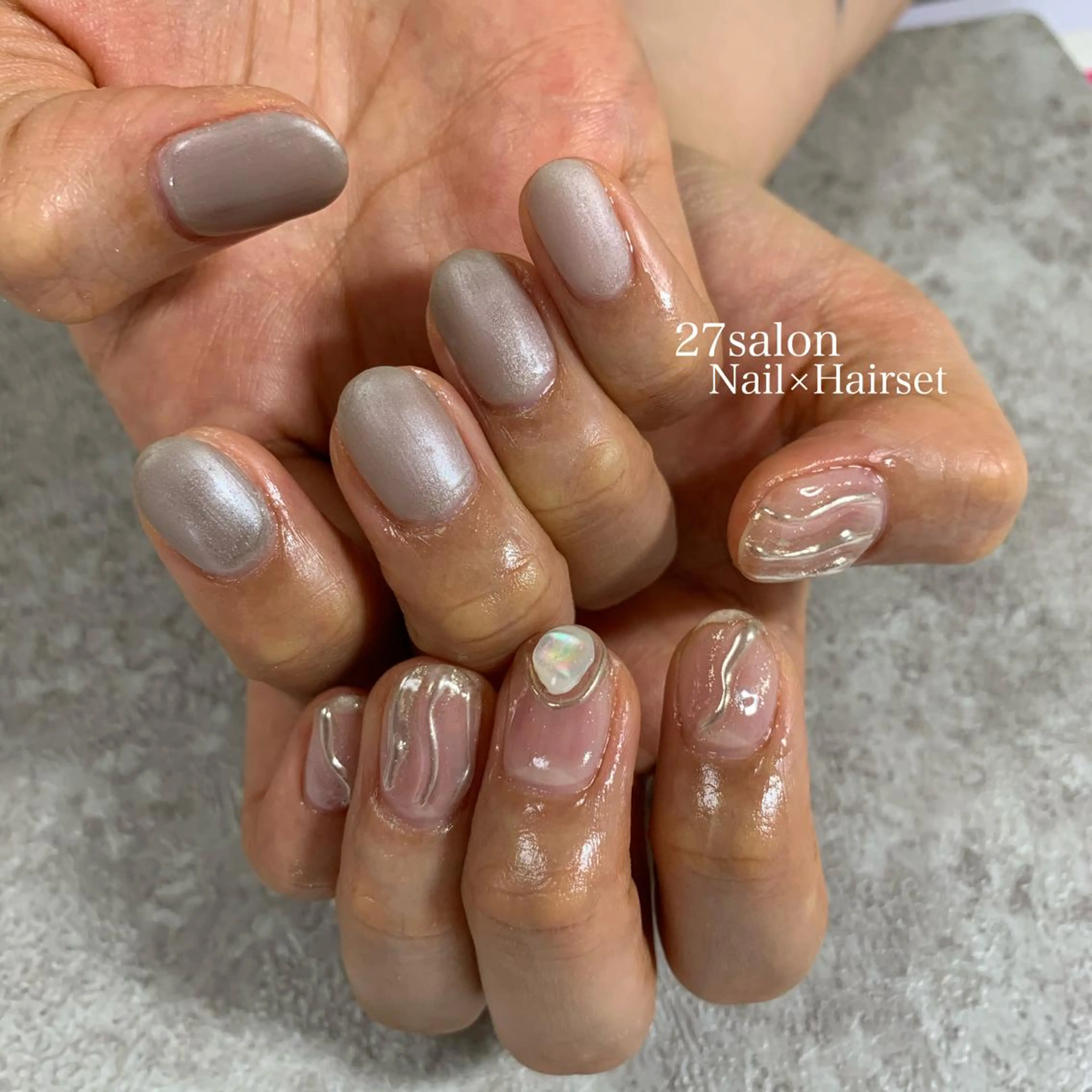 ネイル マットネイル ミラーネイル 27salon yuinaのネイルデザイン