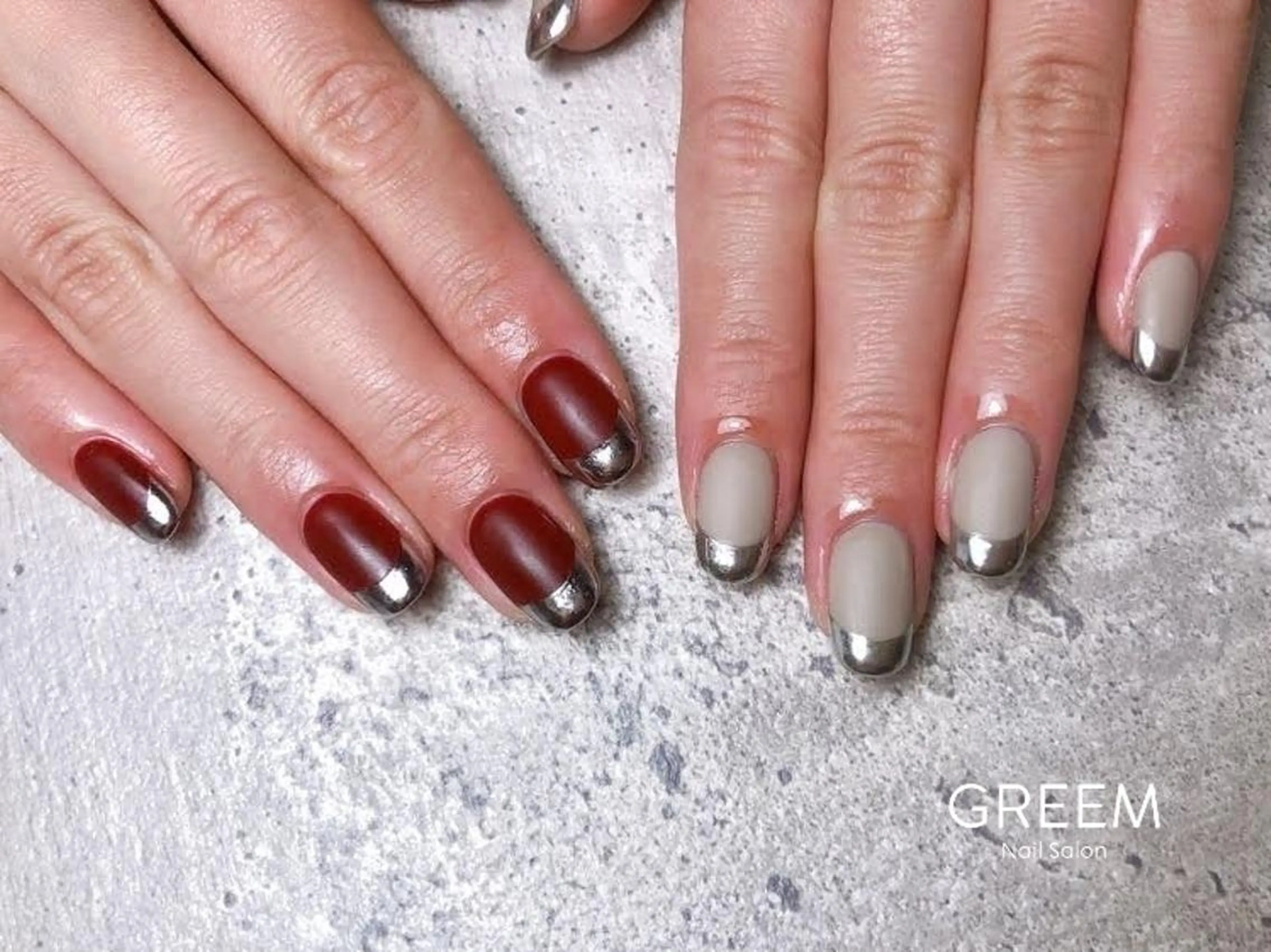 ネイル フレンチネイル マットネイル ミラーネイル ハンドネイル GREEM グリームのネイルデザイン
